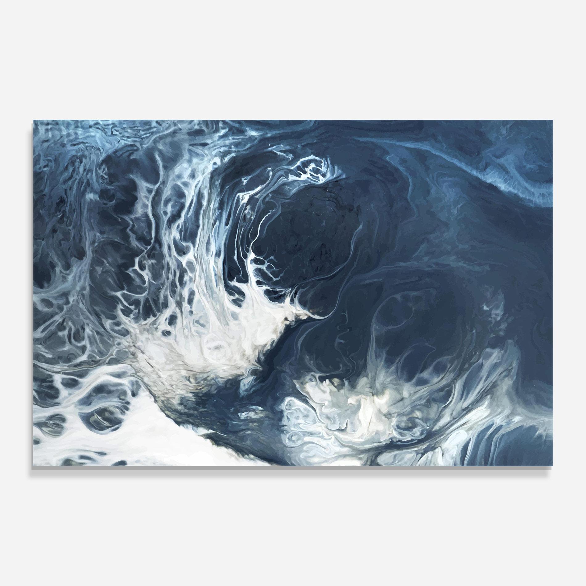 Üvegkép Blue White Waves mockup 0