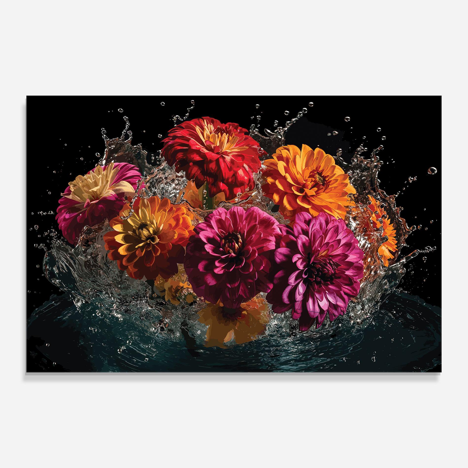Üvegkép Flower Water Splash mockup 0