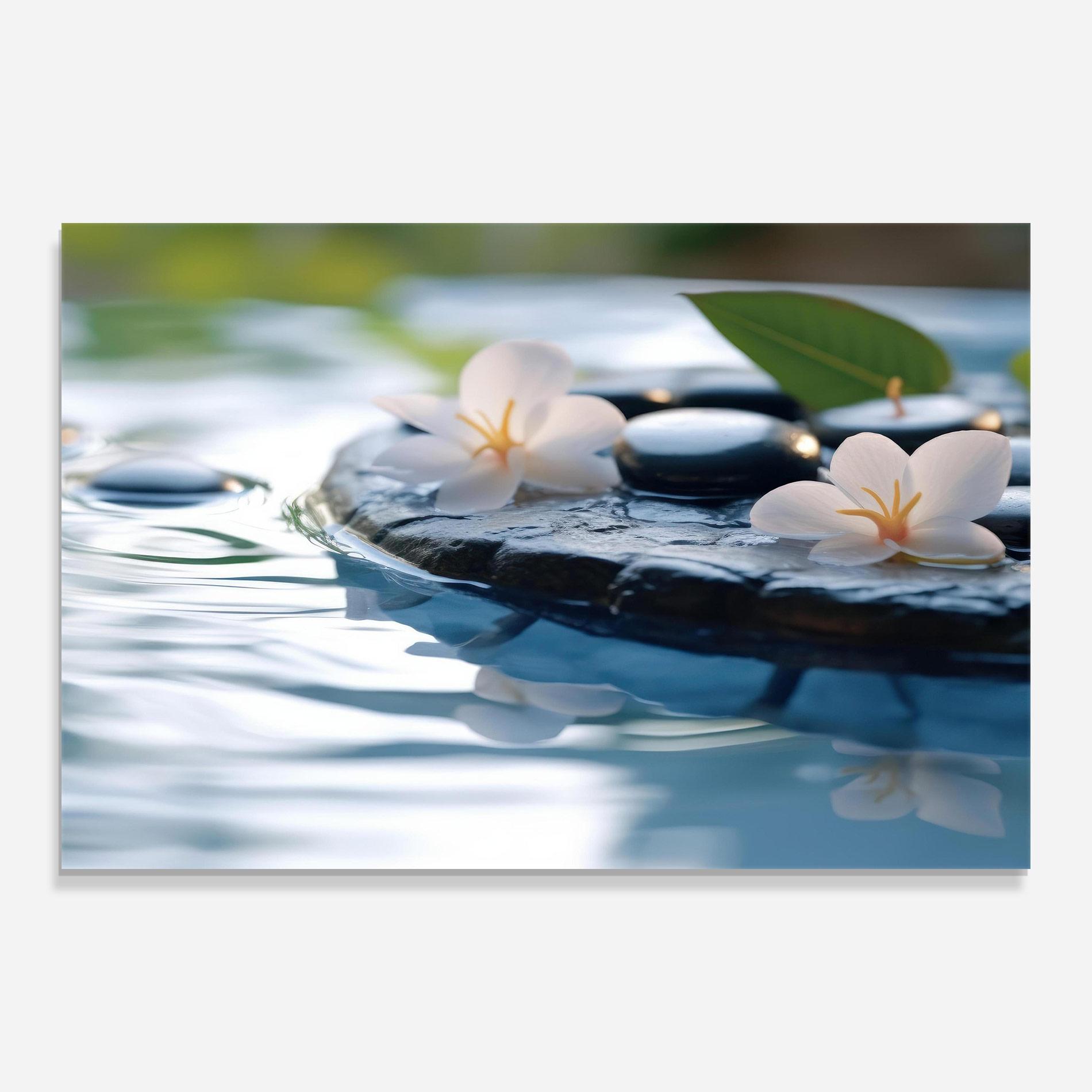 Üvegkép Water White Flowers mockup 0