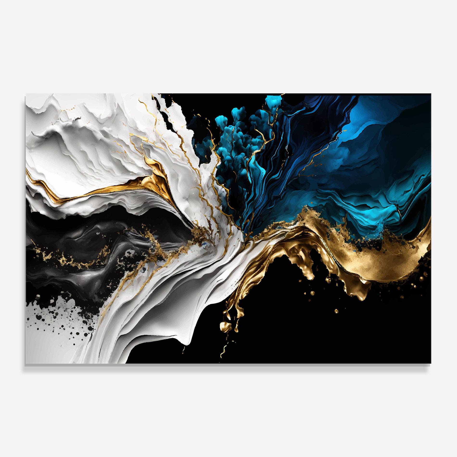 Üvegkép White Black Wave mockup 0