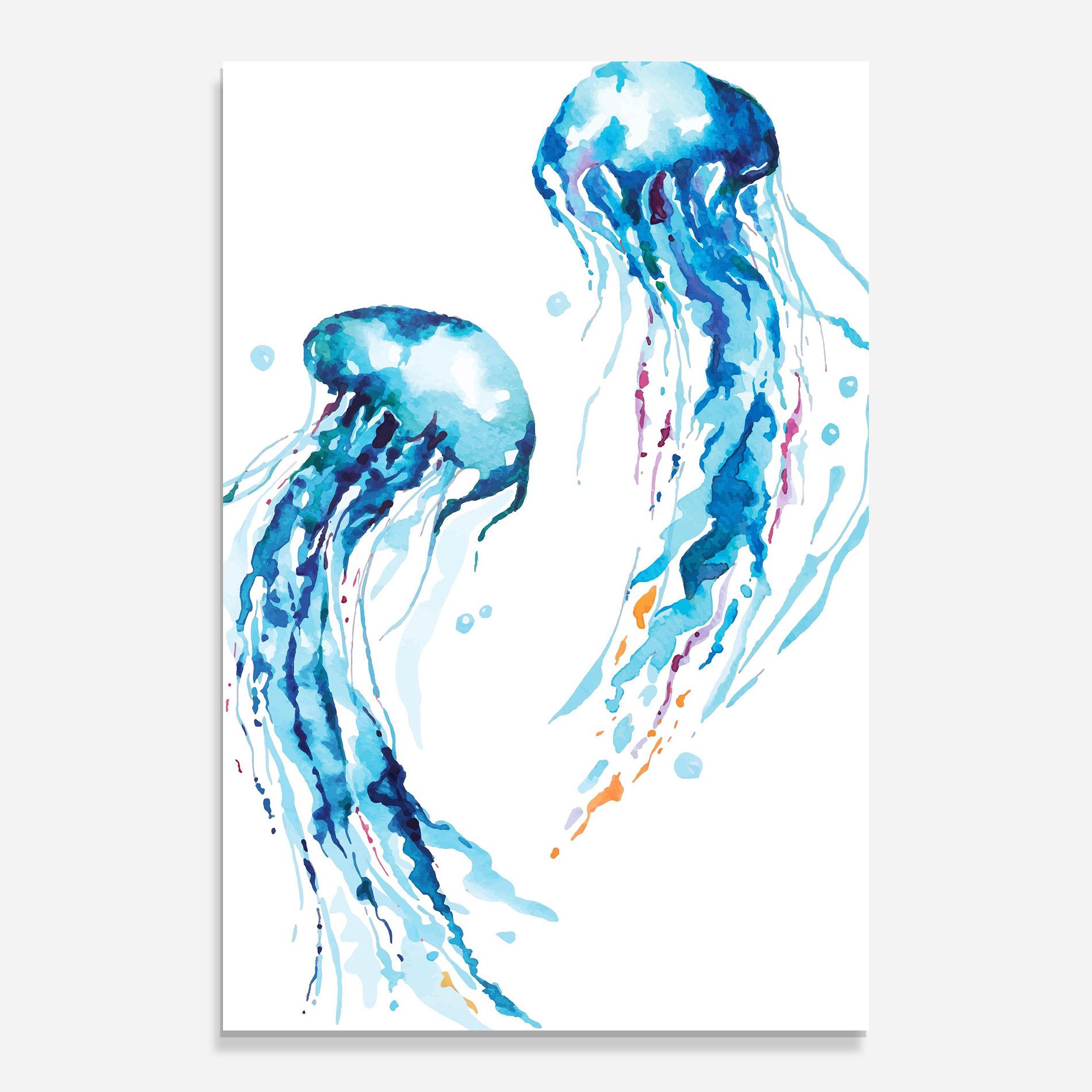 Üvegkép Jellyfish Watercolor mockup 0