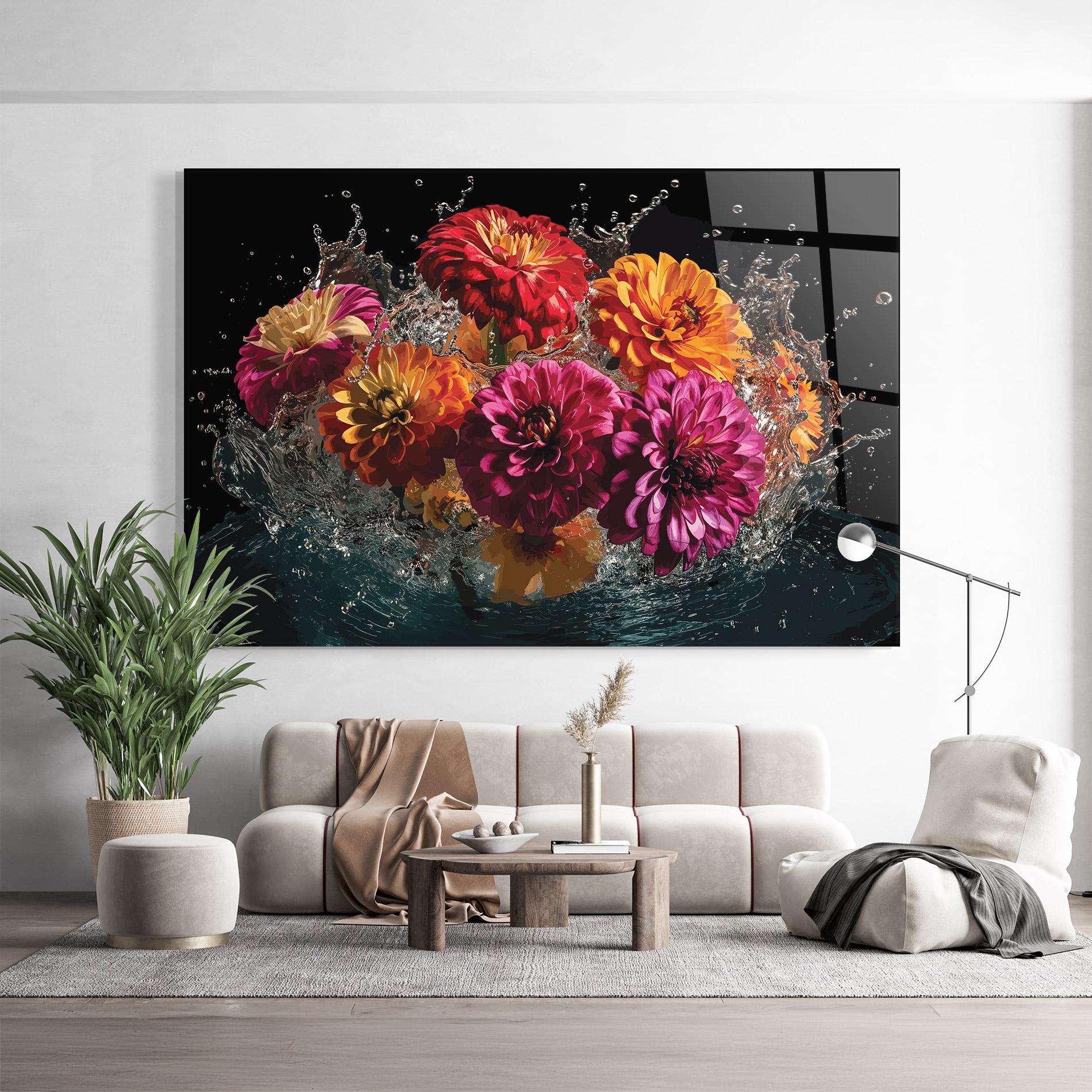 Üvegkép Flower Water Splash mockup 9