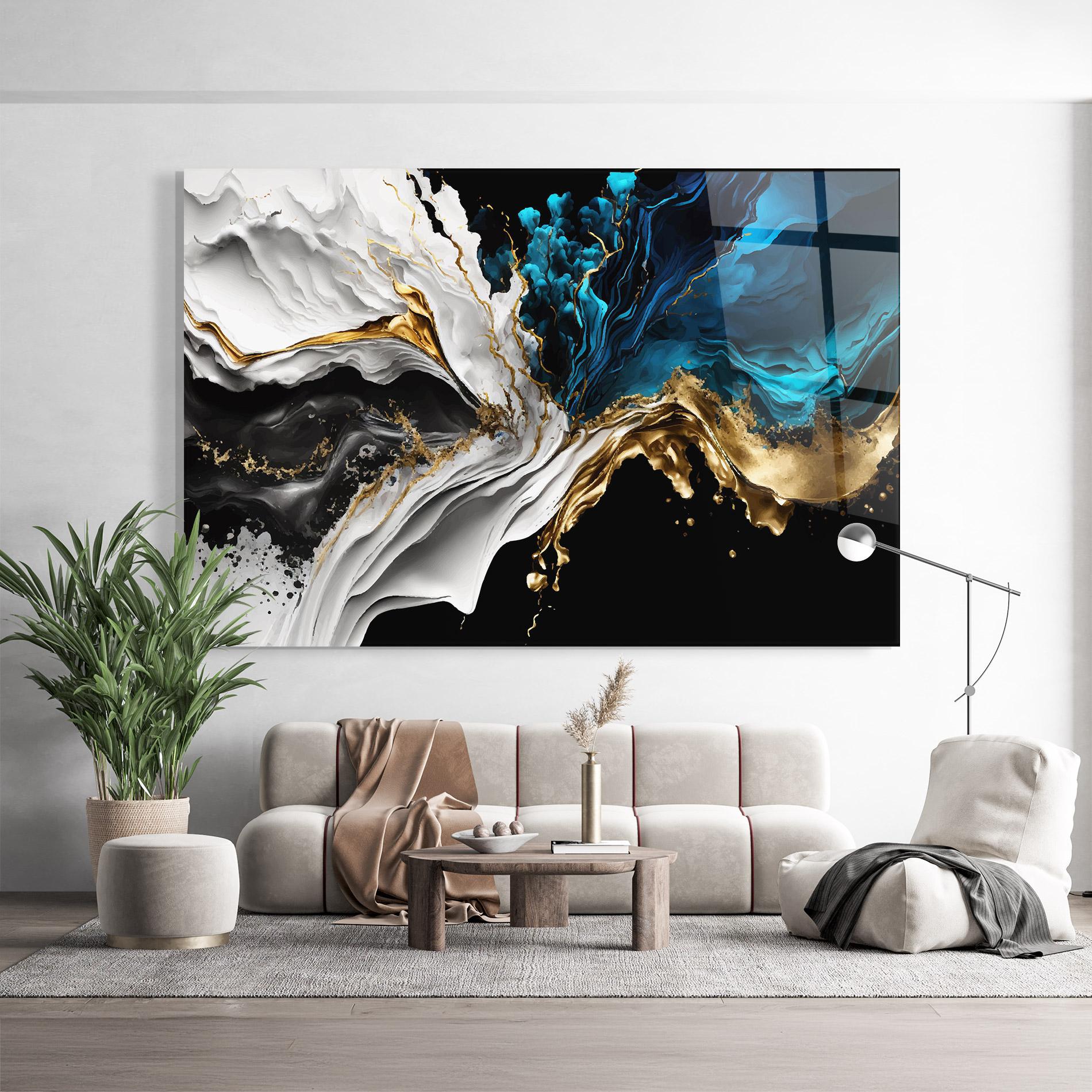 Üvegkép White Black Wave mockup 9