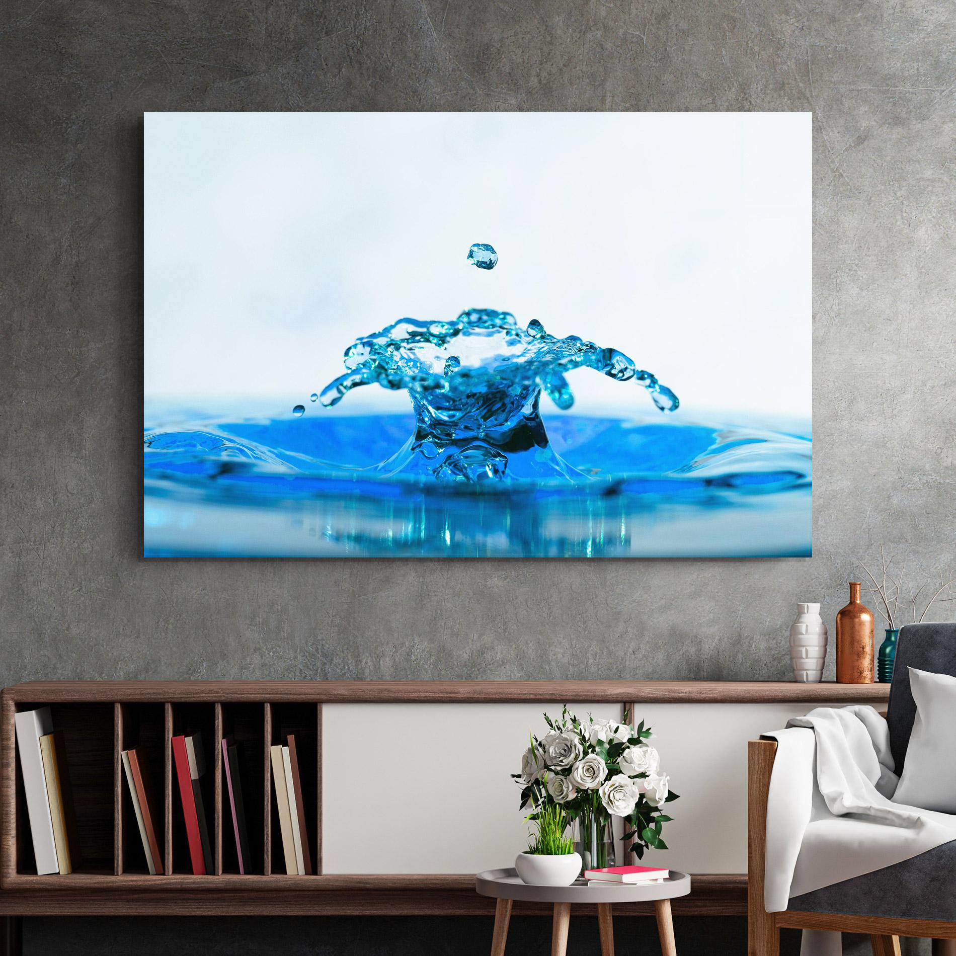 Üvegkép Blue Water Splash mockup 2