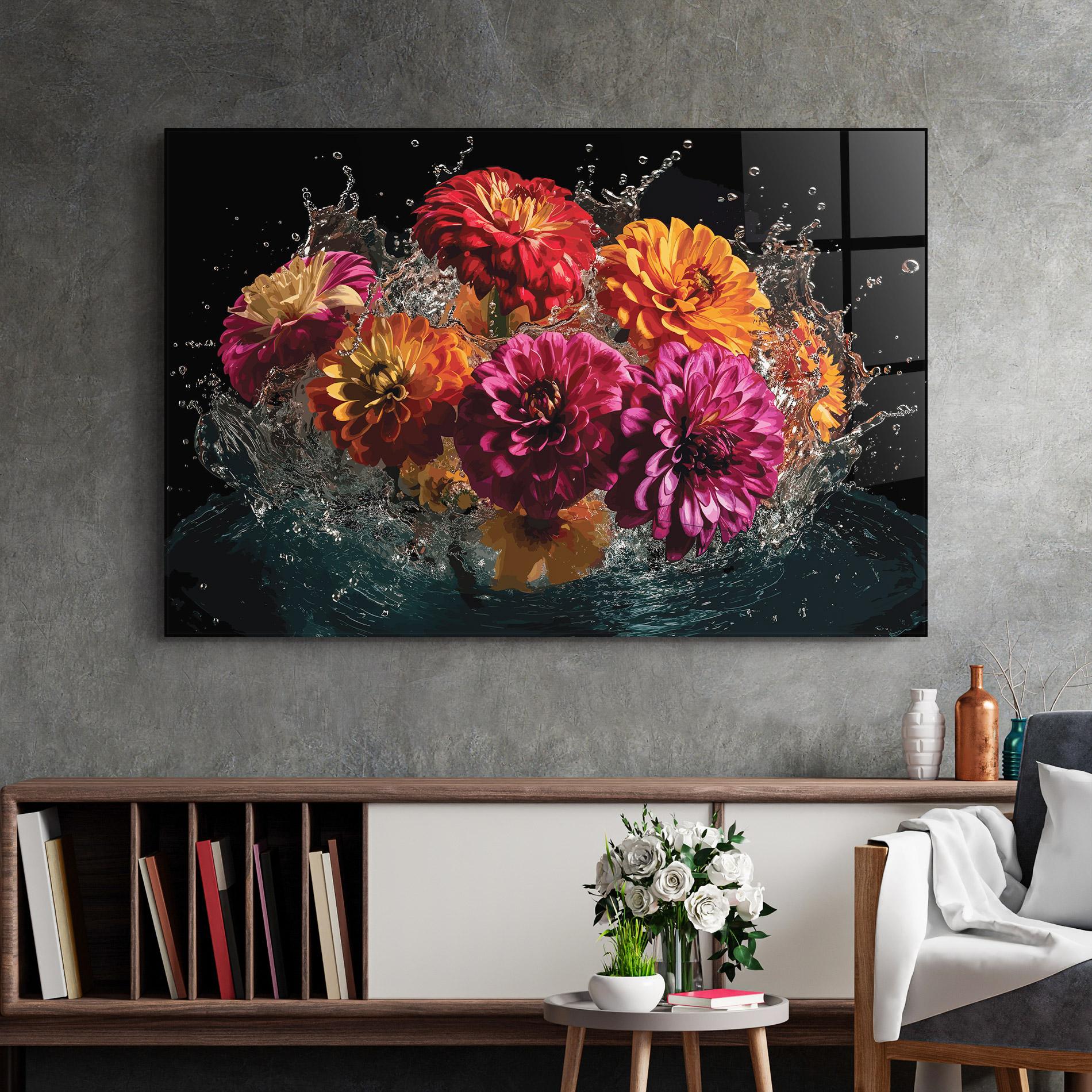 Üvegkép Flower Water Splash mockup 2