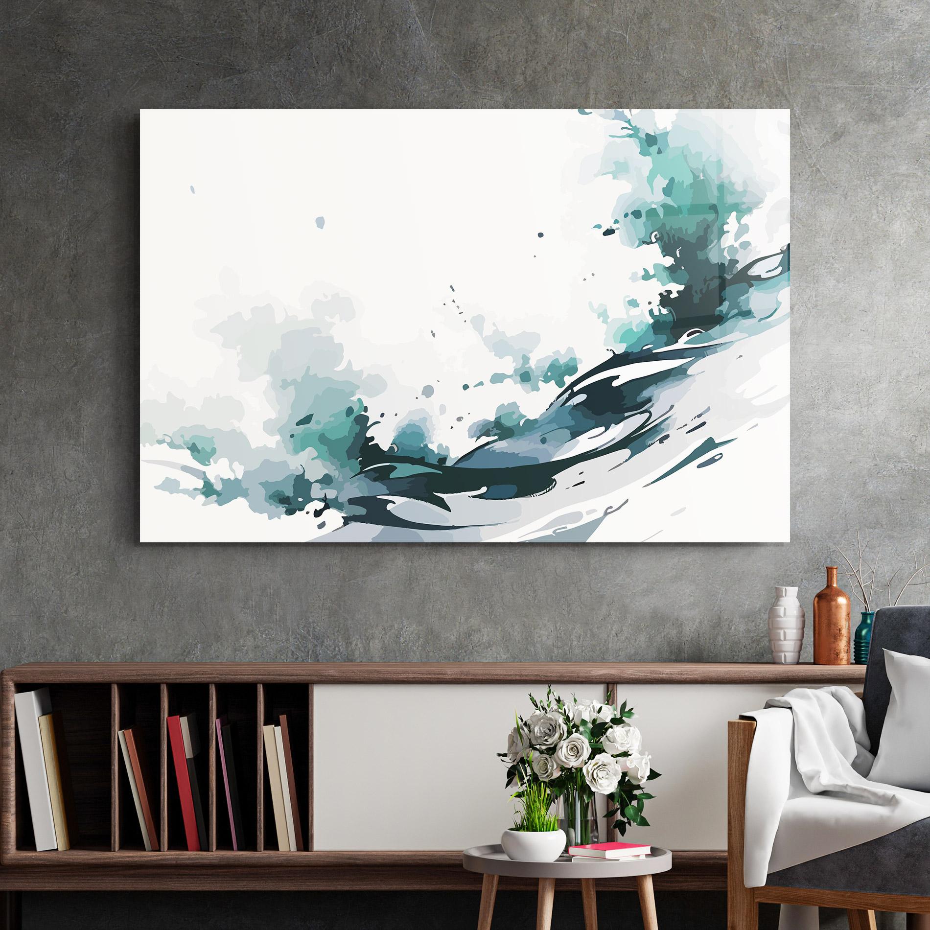 Üvegkép Green Blue Wave mockup 2