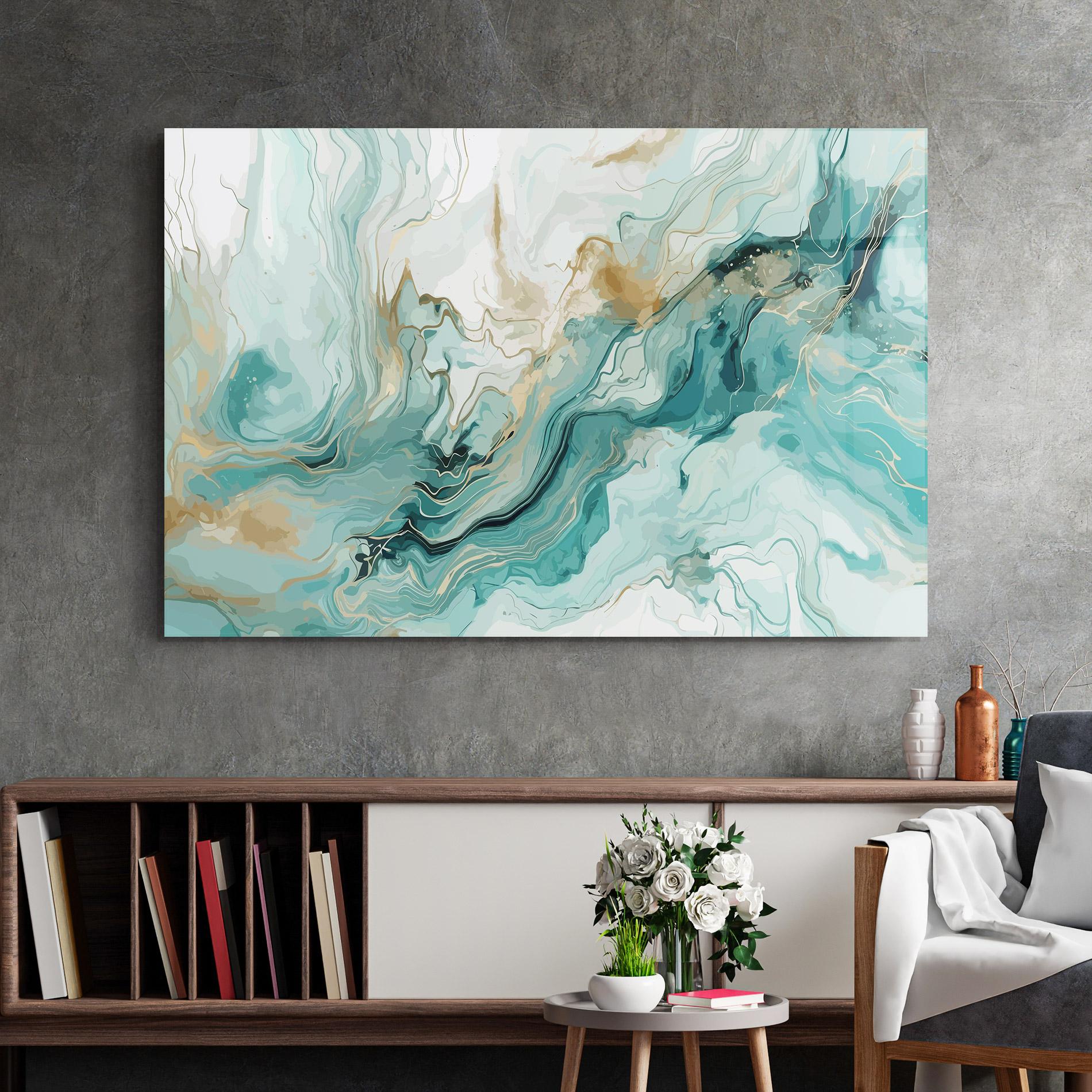 Üvegkép Green Gold Water mockup 2