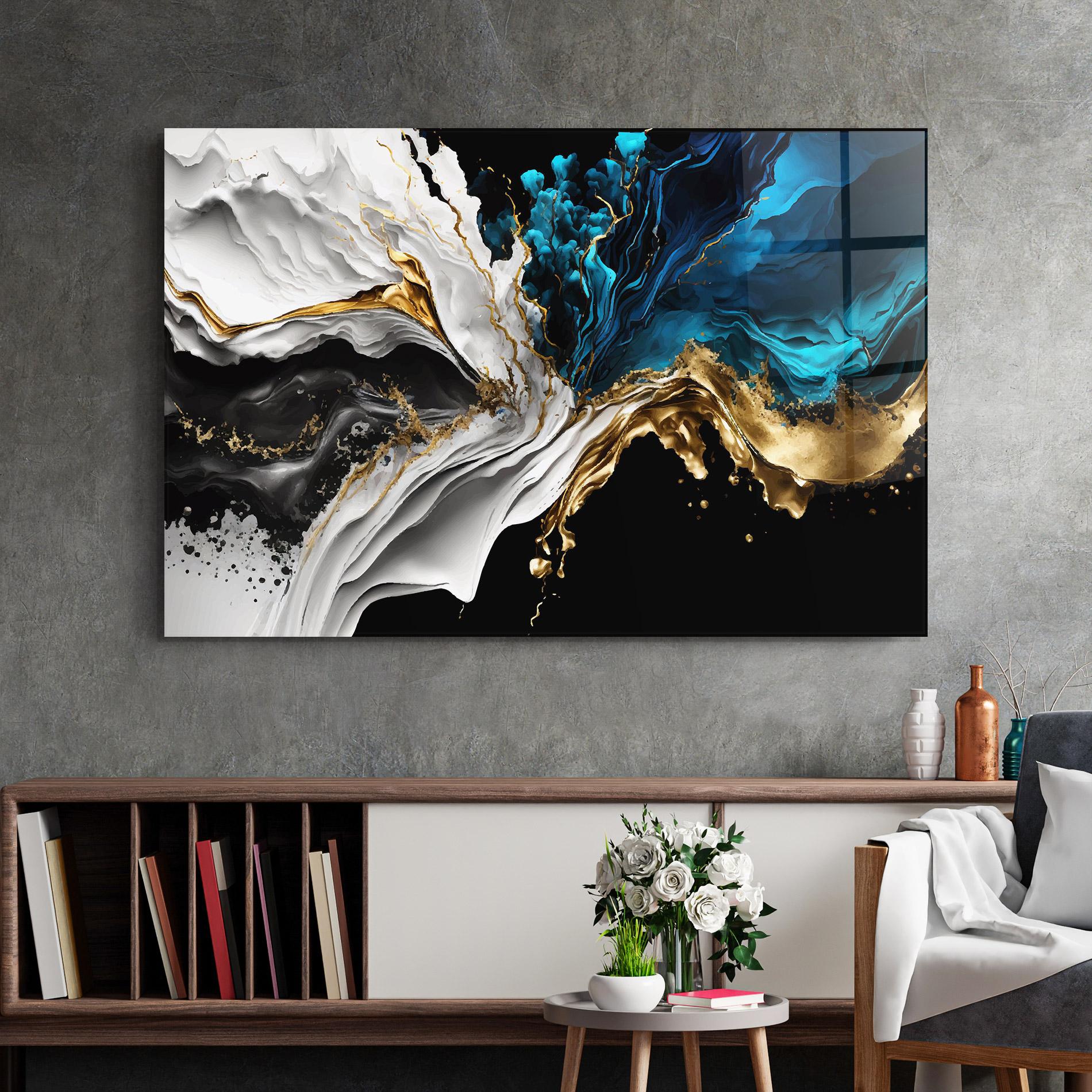 Üvegkép White Black Wave mockup 2