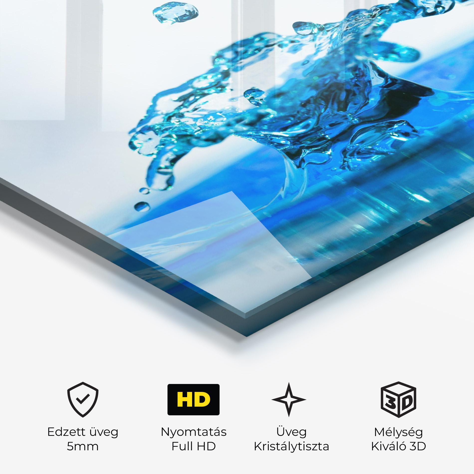 Üvegkép Blue Water Splash mockup 3