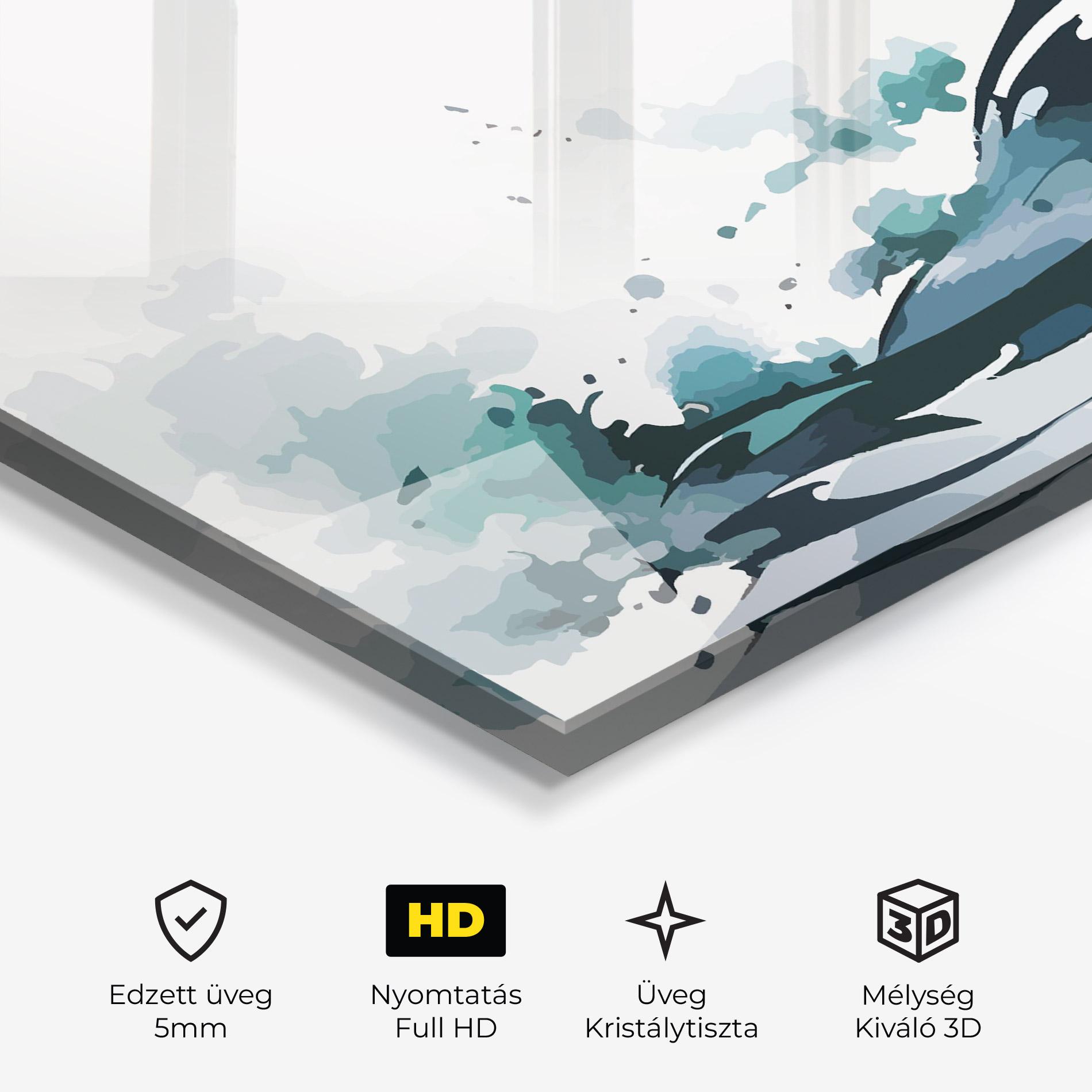 Üvegkép Green Blue Wave mockup 3