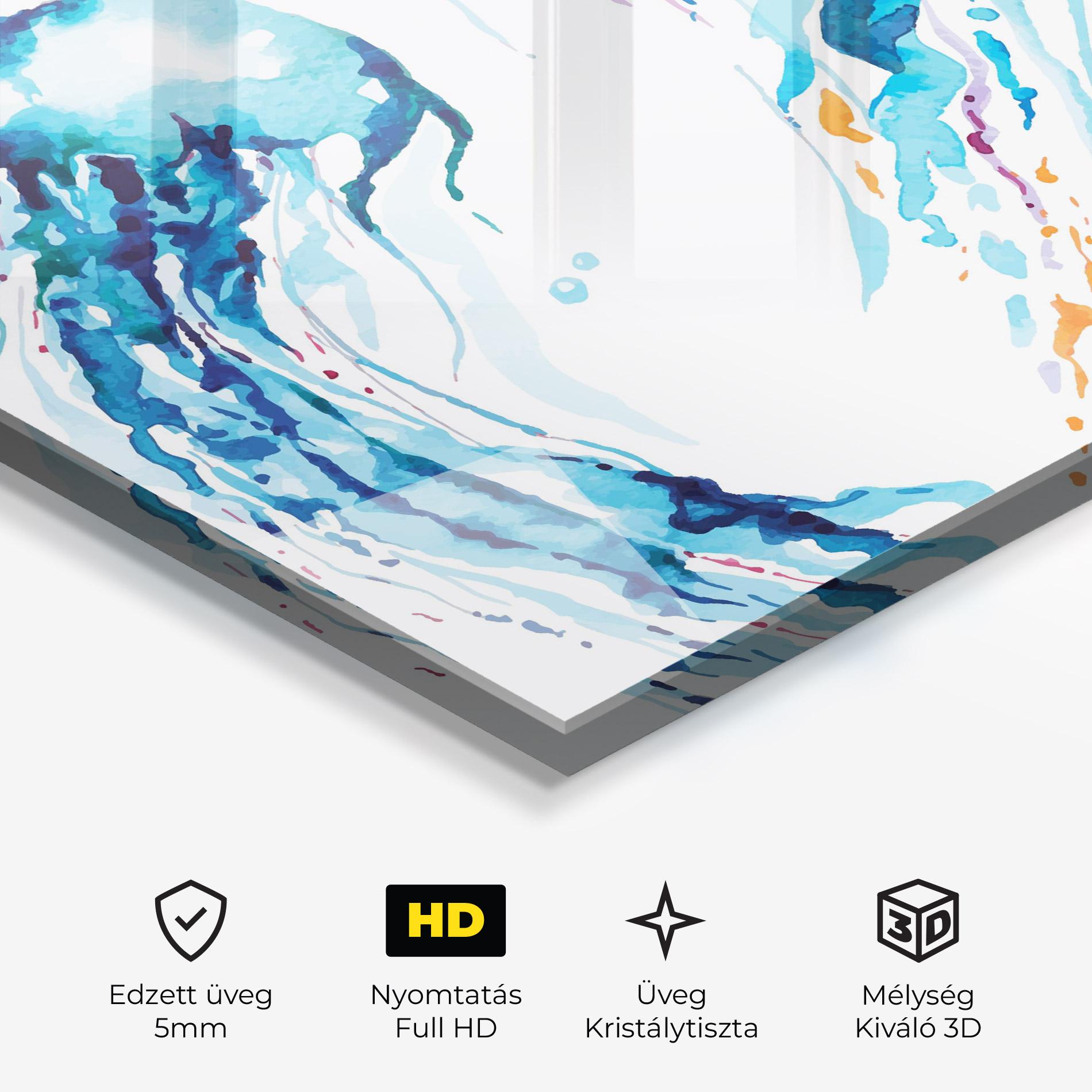 Üvegkép Jellyfish Watercolor mockup 3