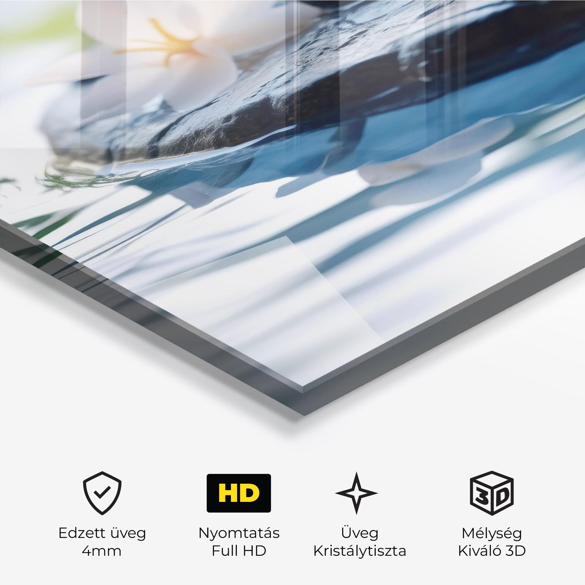 Üvegkép Water White Flowers mockup 3