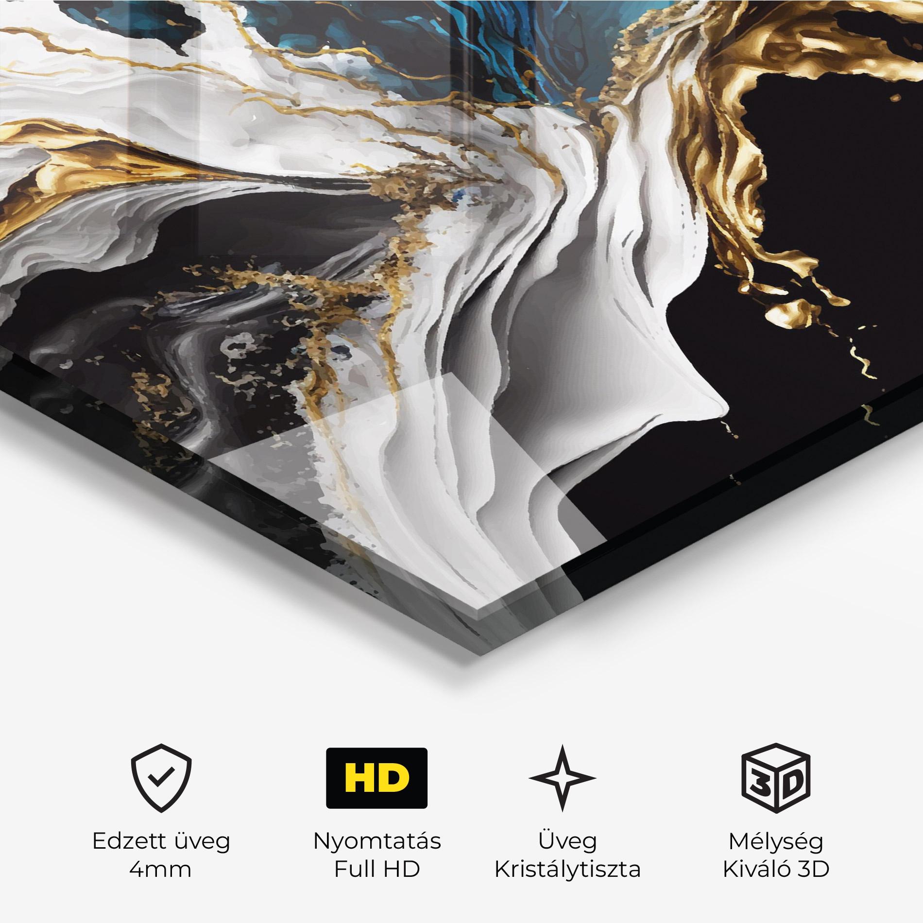 Üvegkép White Black Wave mockup 3