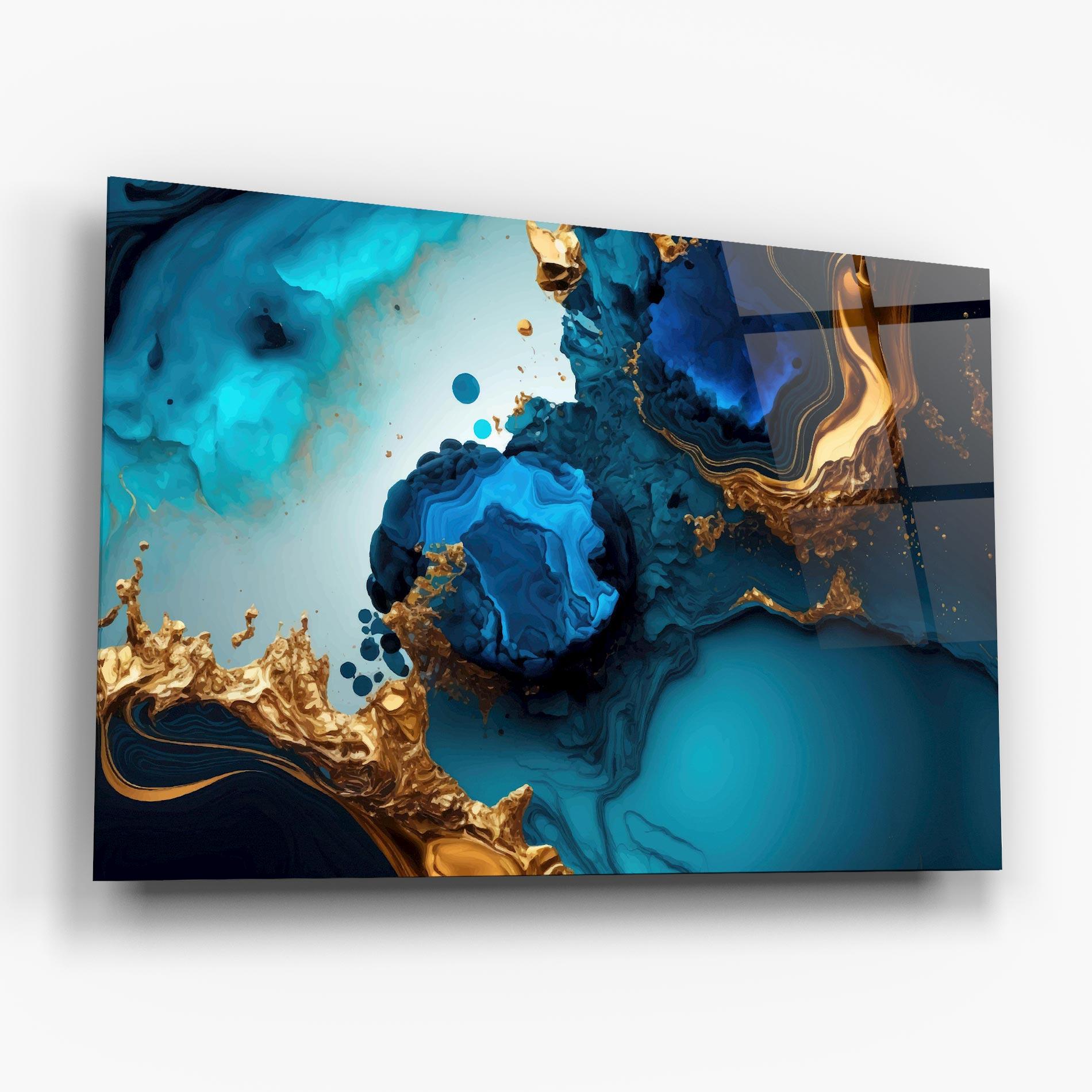Üvegkép Blue Gold Wave mockup 6