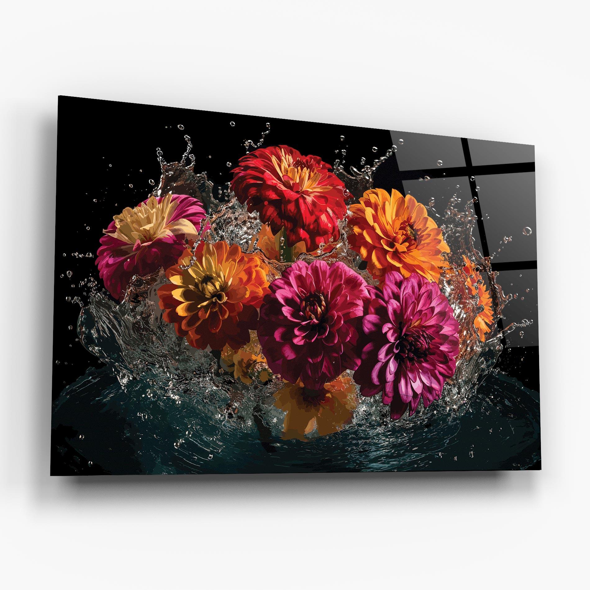 Üvegkép Flower Water Splash mockup 6