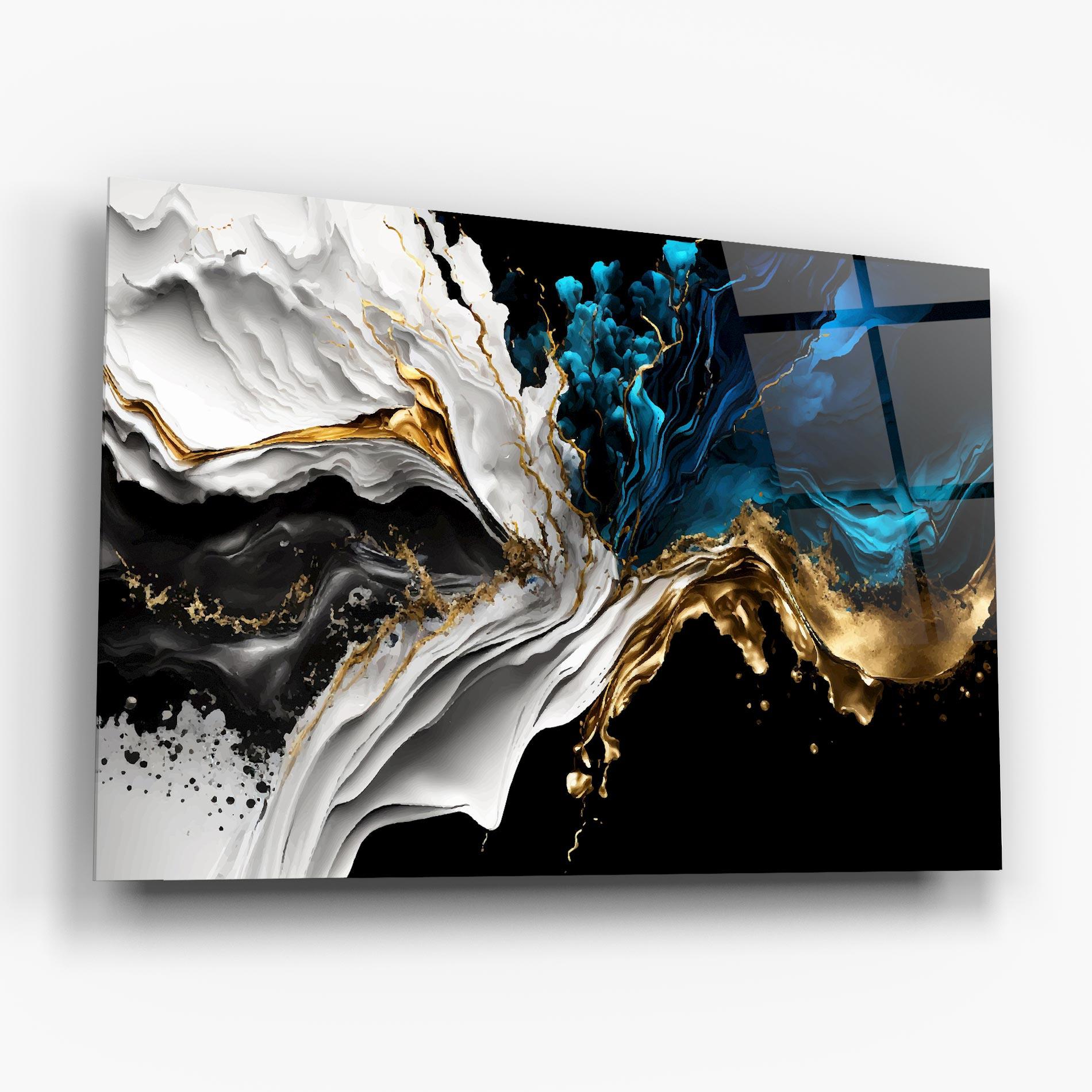 Üvegkép White Black Wave mockup 6