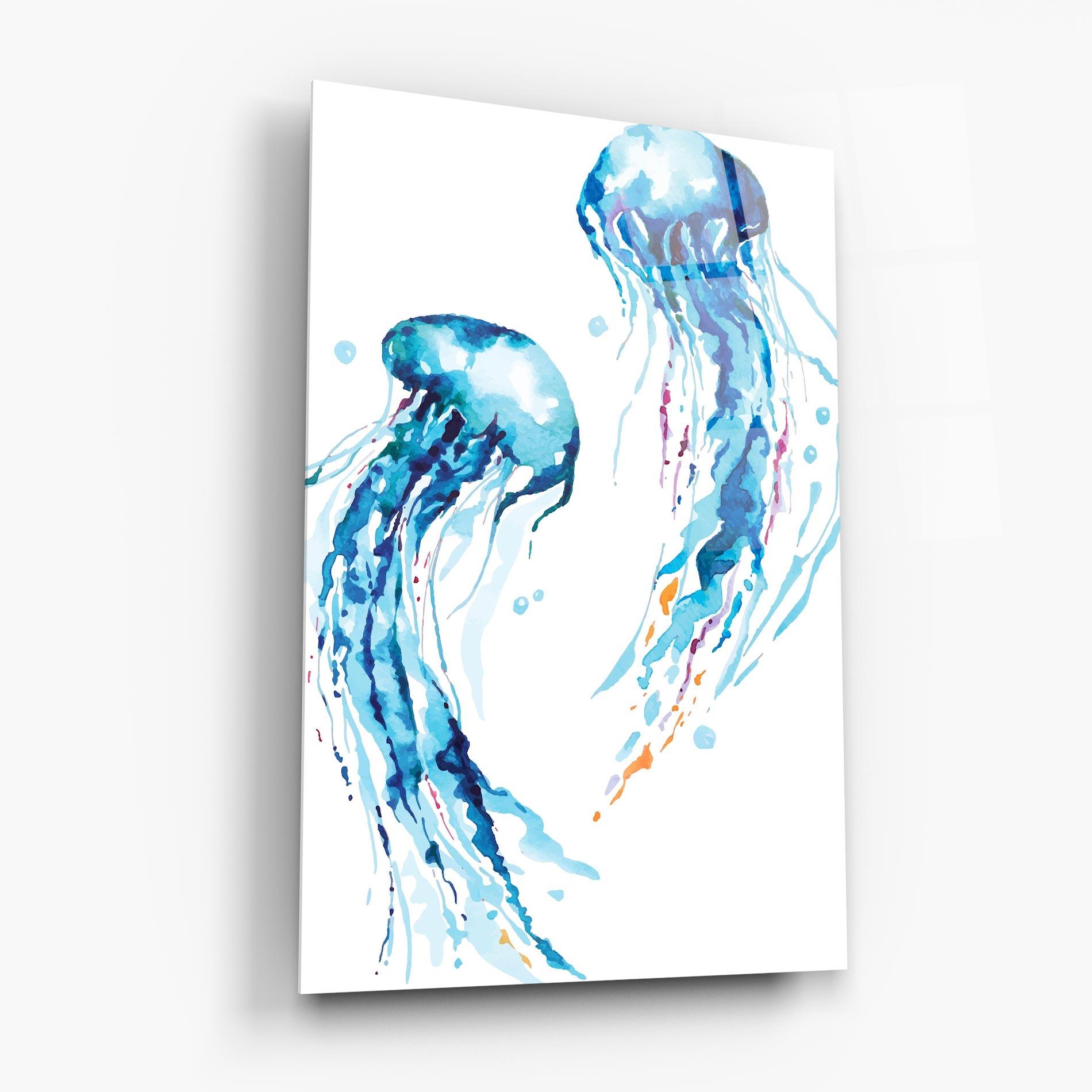 Üvegkép Jellyfish Watercolor mockup 6