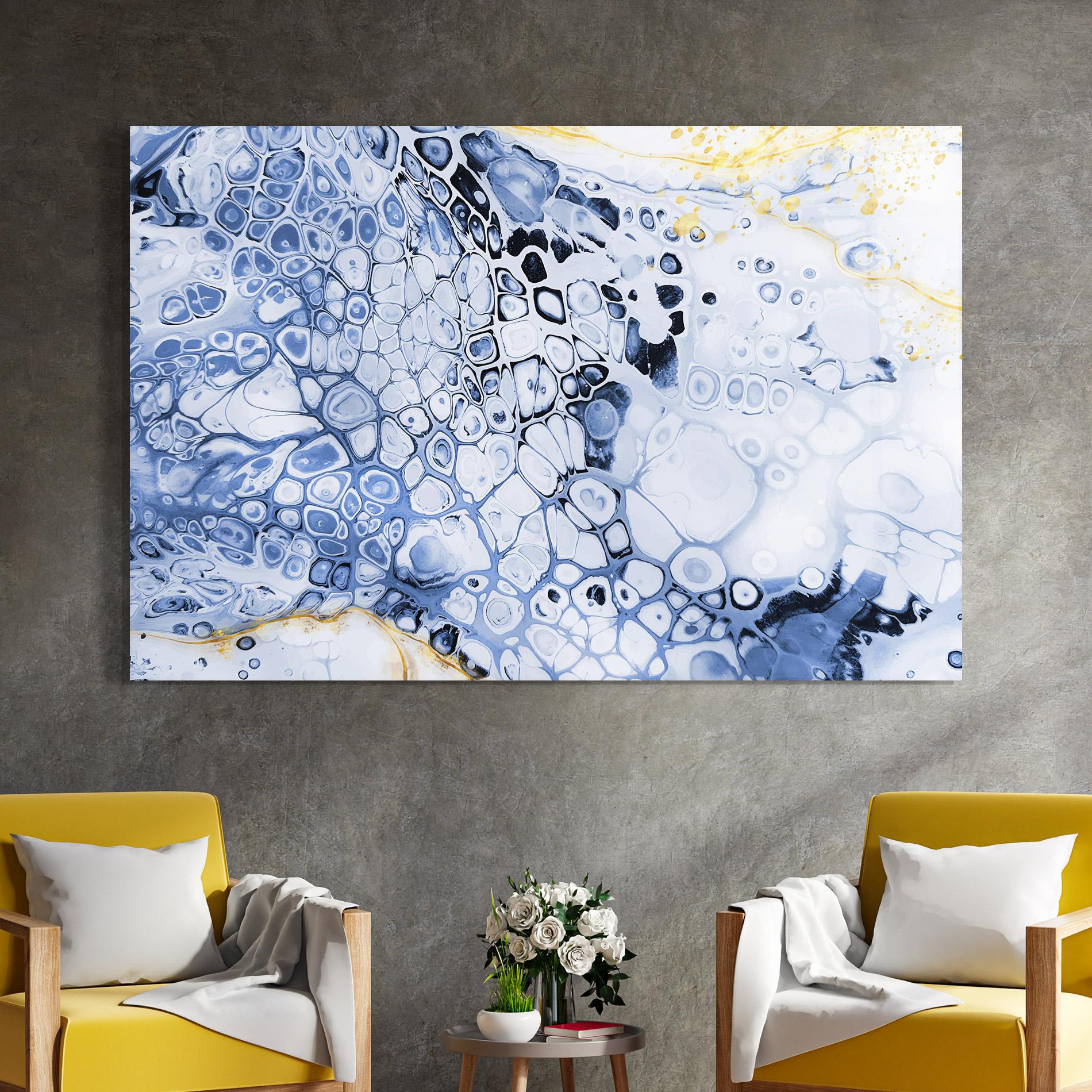 Üvegkép Blue Yellow Water Art mockup 4