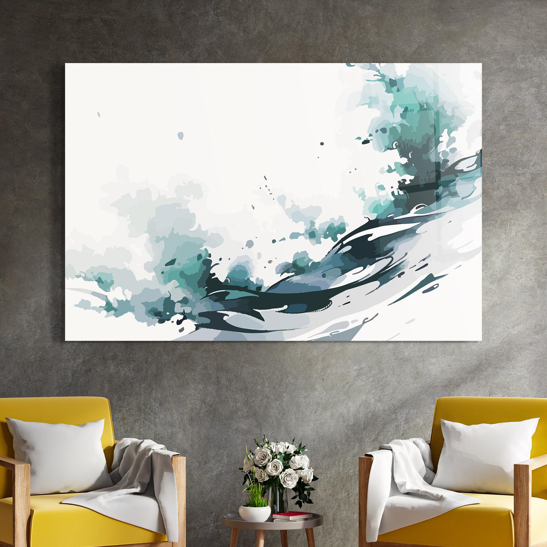 Üvegkép Green Blue Wave mockup 4