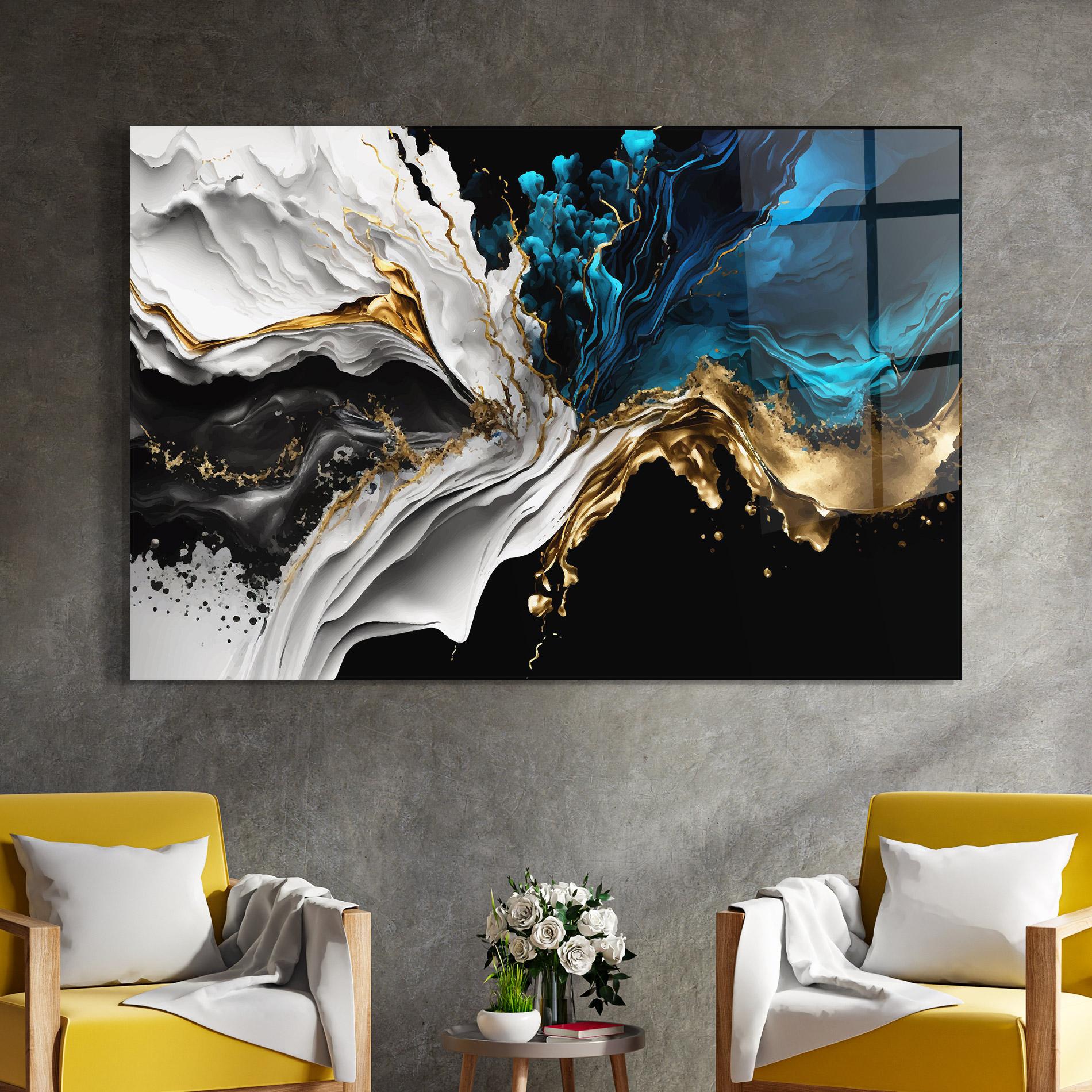 Üvegkép White Black Wave mockup 4