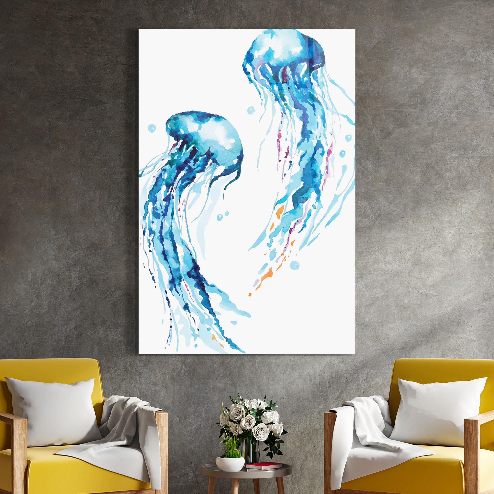 Üvegkép Jellyfish Watercolor mockup 4