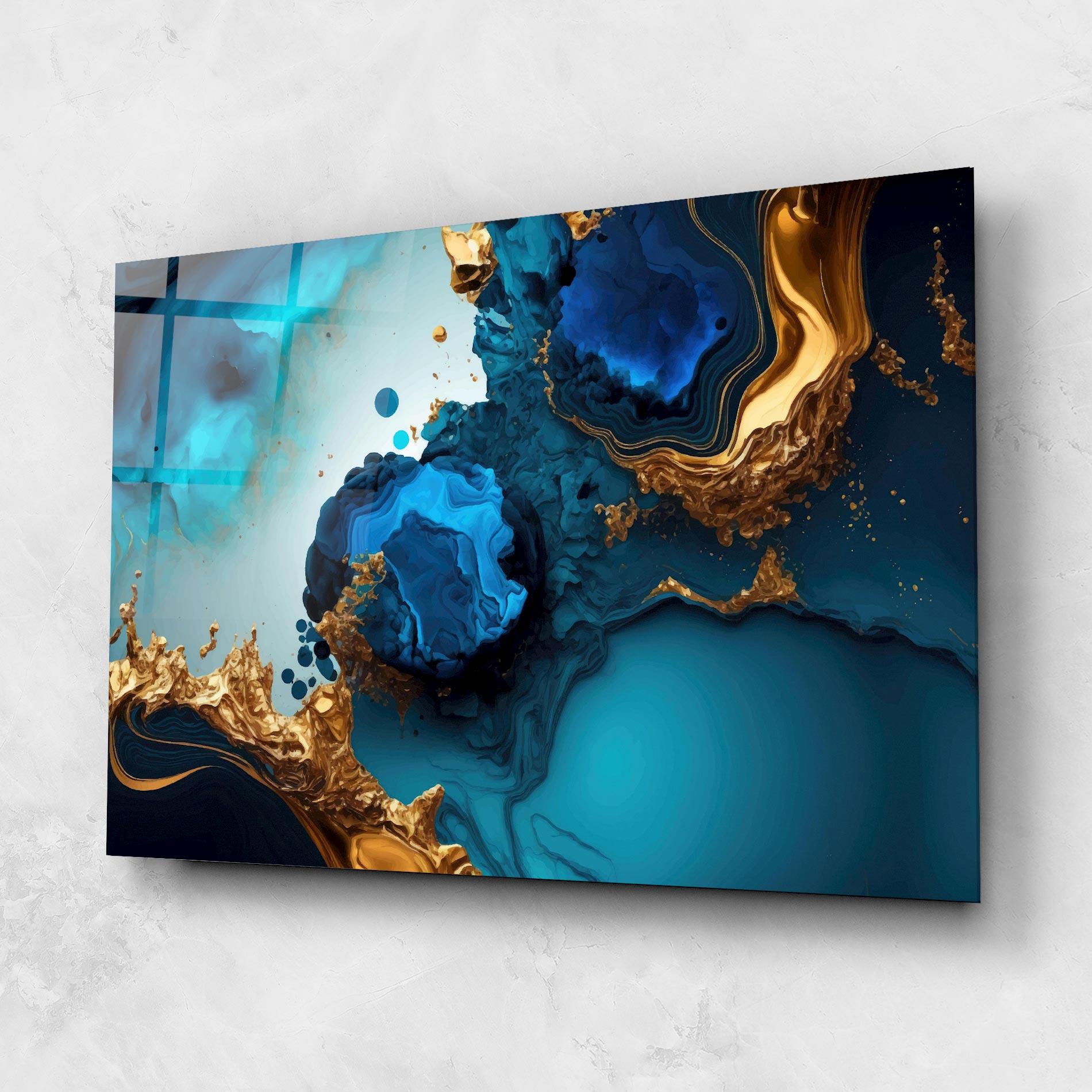 Üvegkép Blue Gold Wave mockup 1