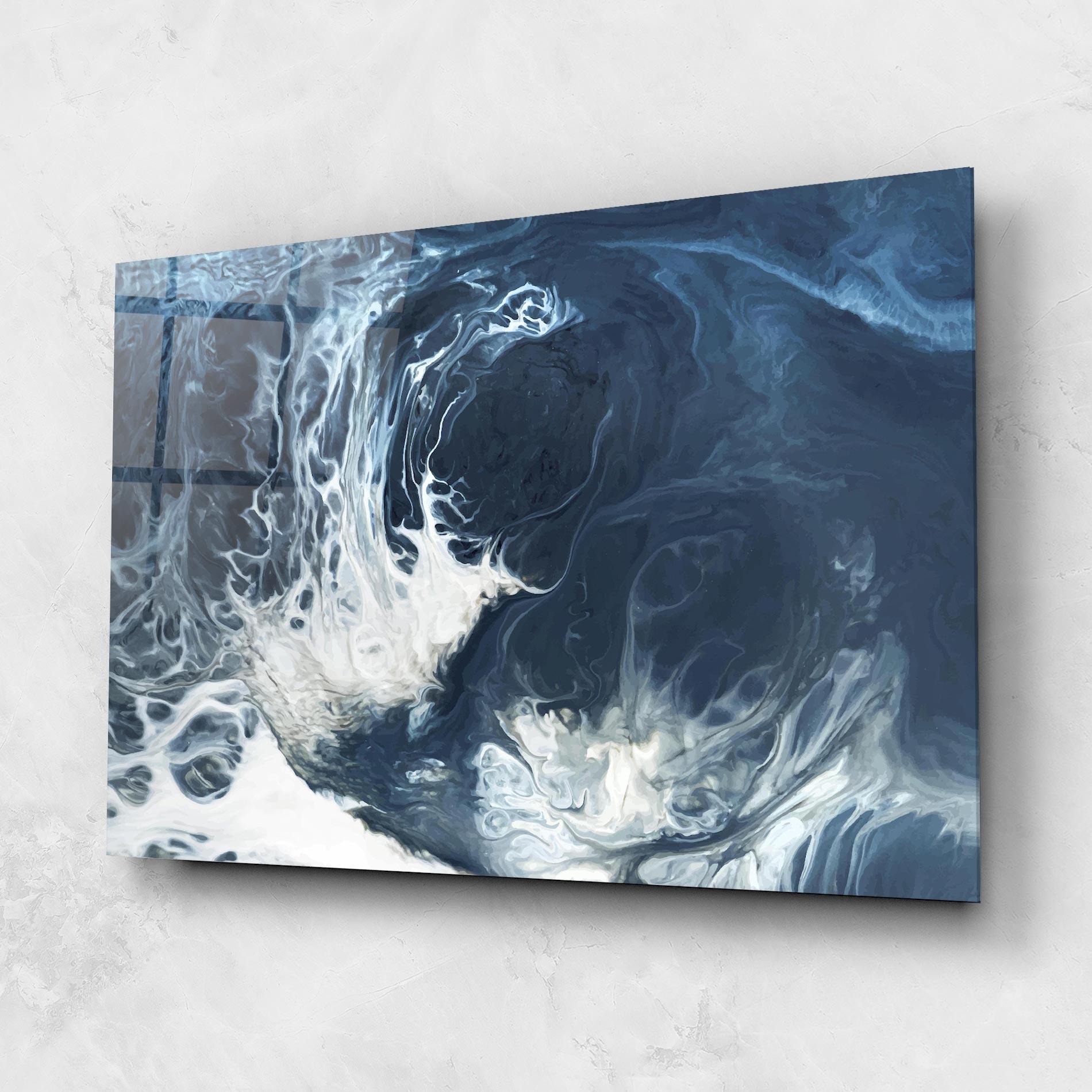 Üvegkép Blue White Waves mockup 1