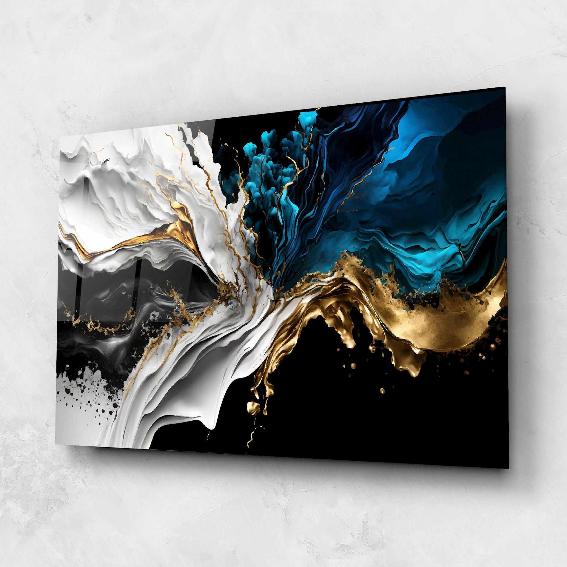 Üvegkép White Black Wave mockup 1