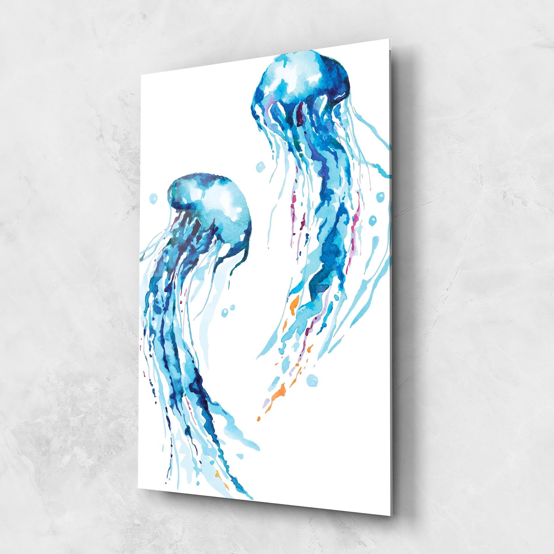 Üvegkép Jellyfish Watercolor mockup 1