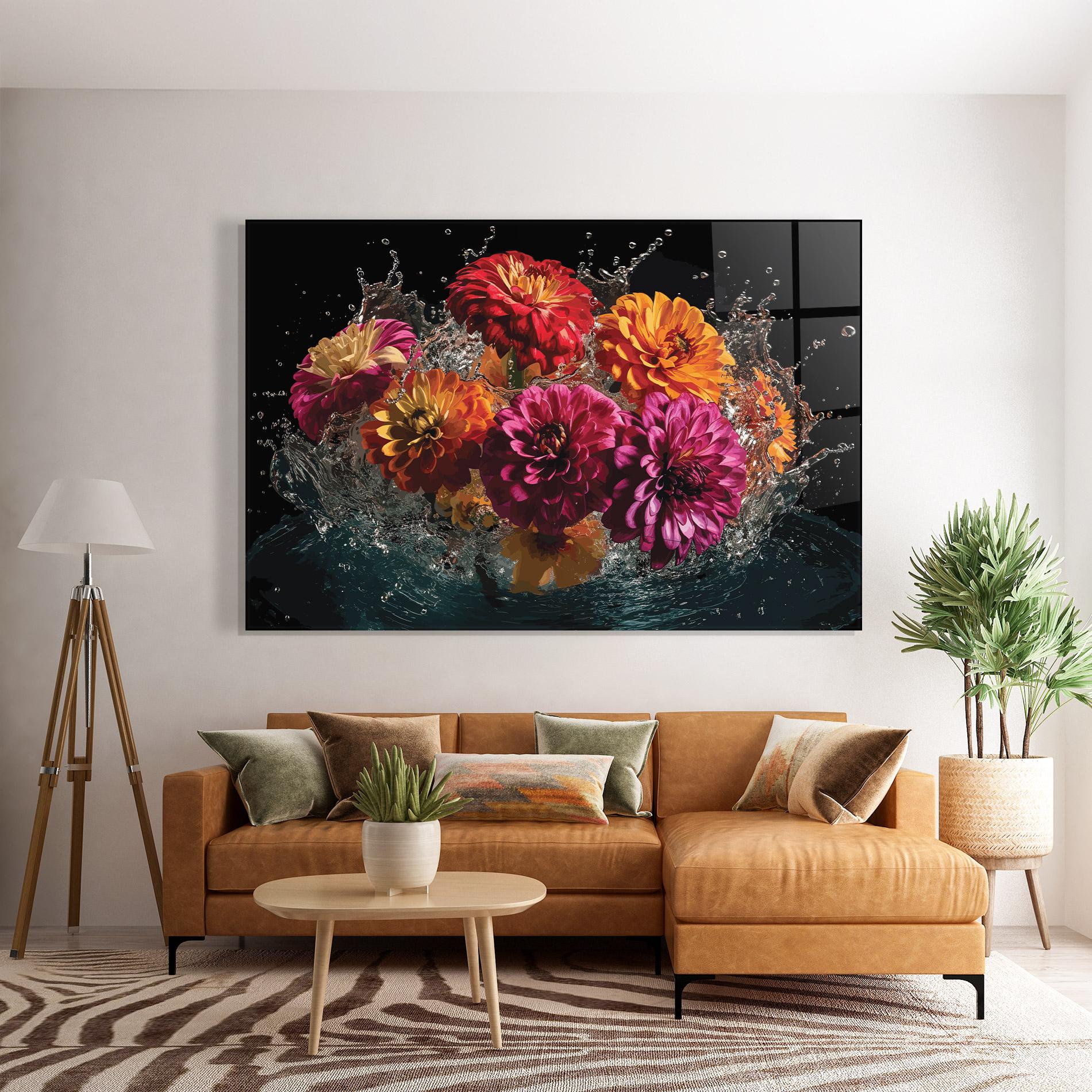 Üvegkép Flower Water Splash mockup 7