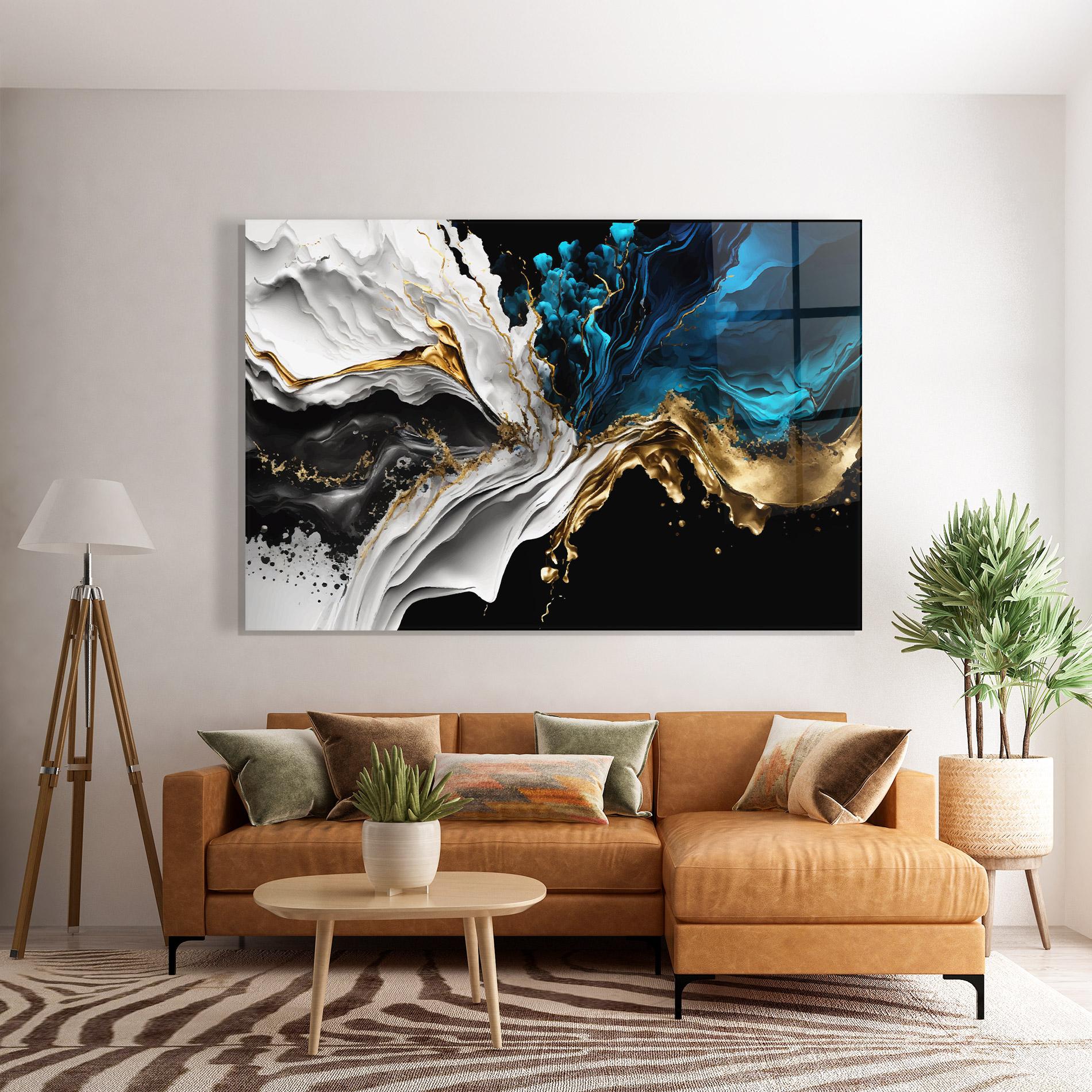Üvegkép White Black Wave mockup 7