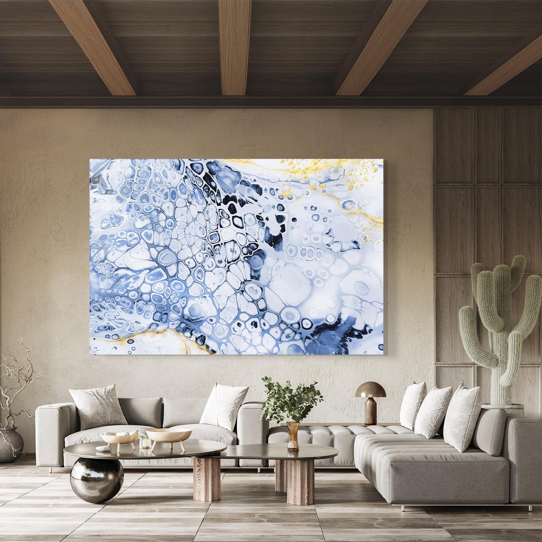 Üvegkép Blue Yellow Water Art mockup 8