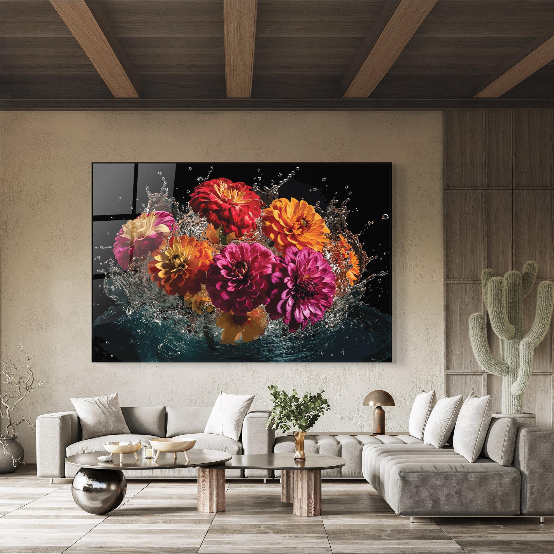 Üvegkép Flower Water Splash mockup 8