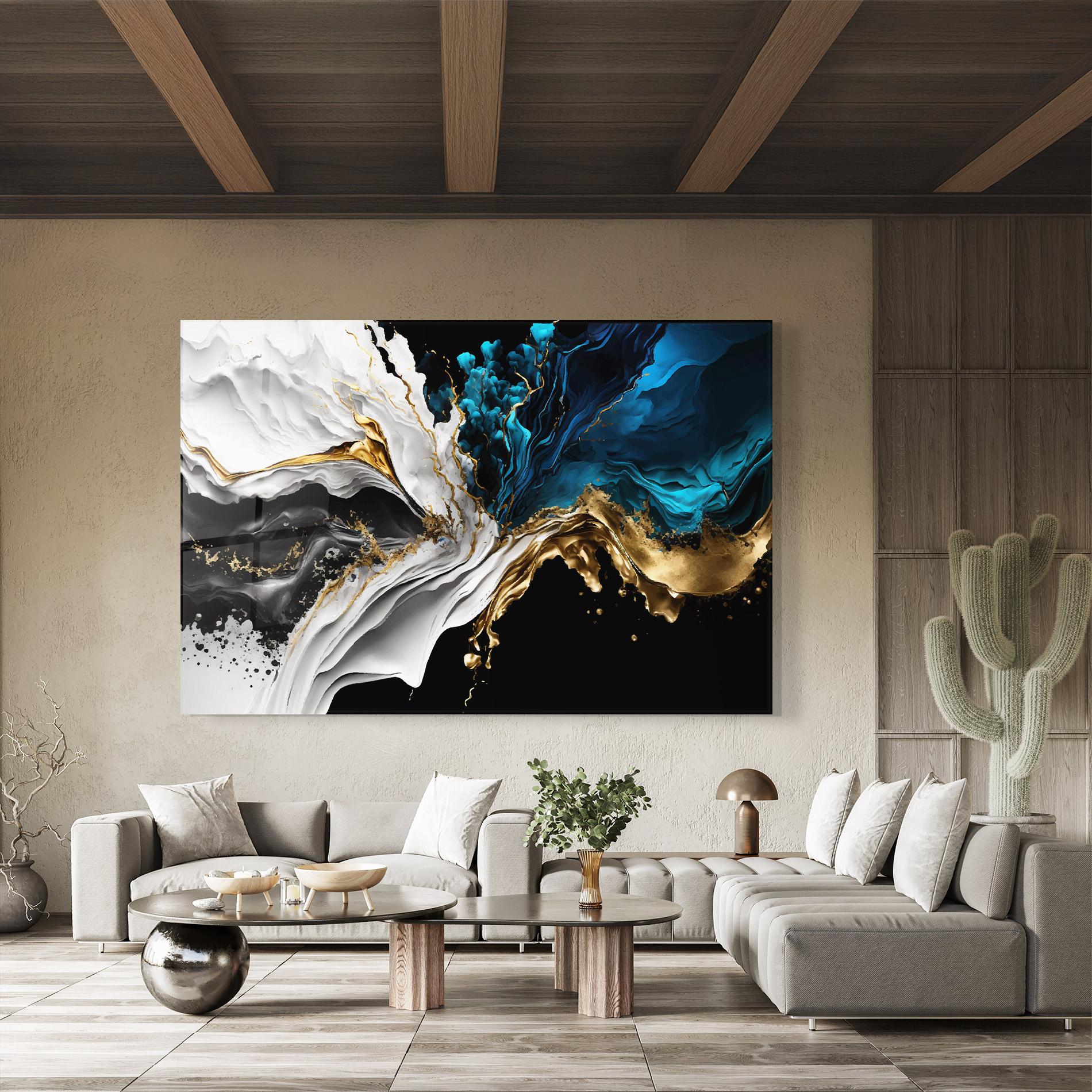 Üvegkép White Black Wave mockup 8