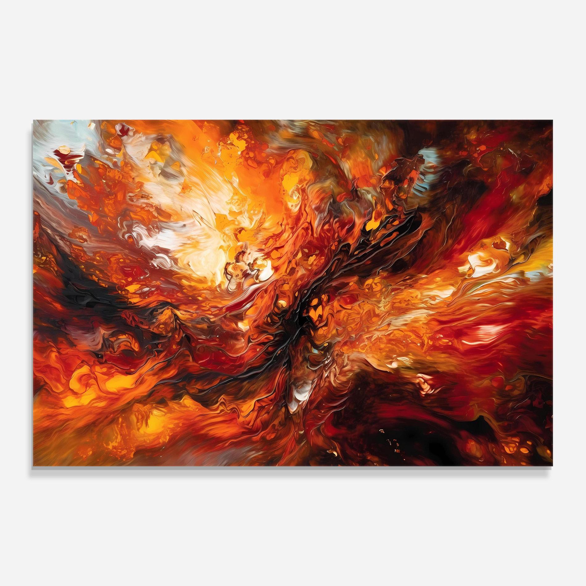 Üvegkép Fiery Red Orange Art mockup 0