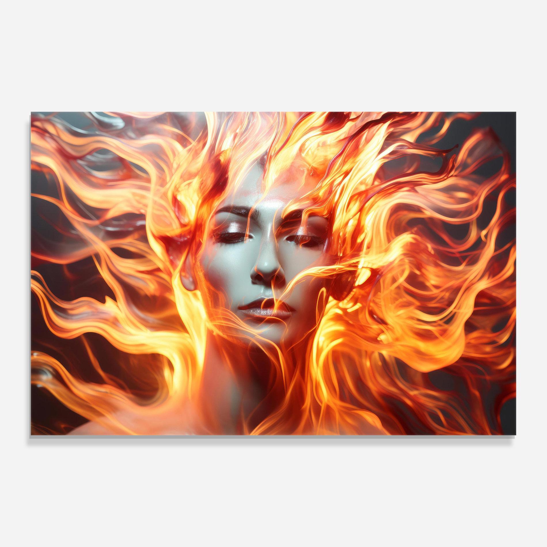 Üvegkép Fire Hair mockup 0