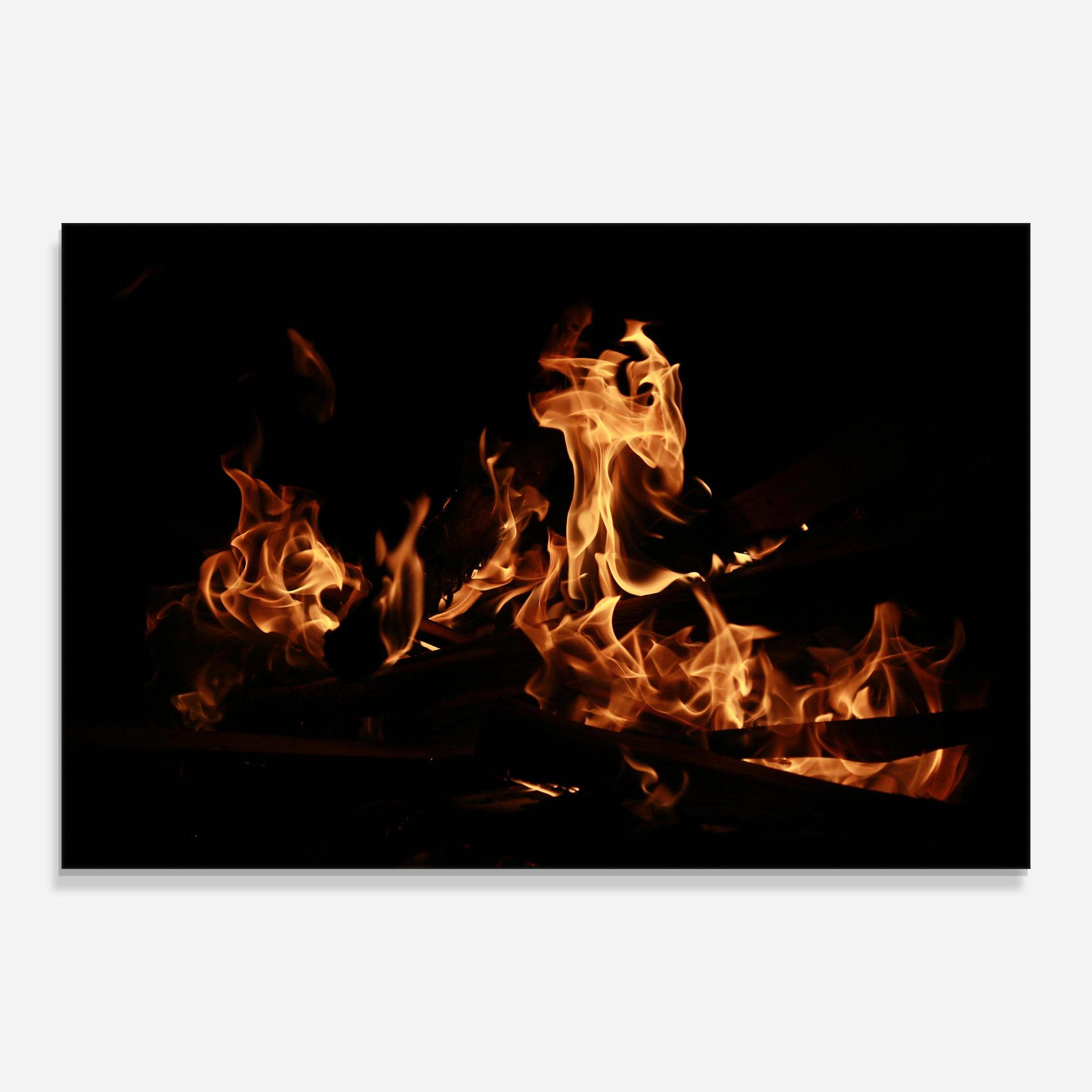 Üvegkép Fire On Black mockup 0
