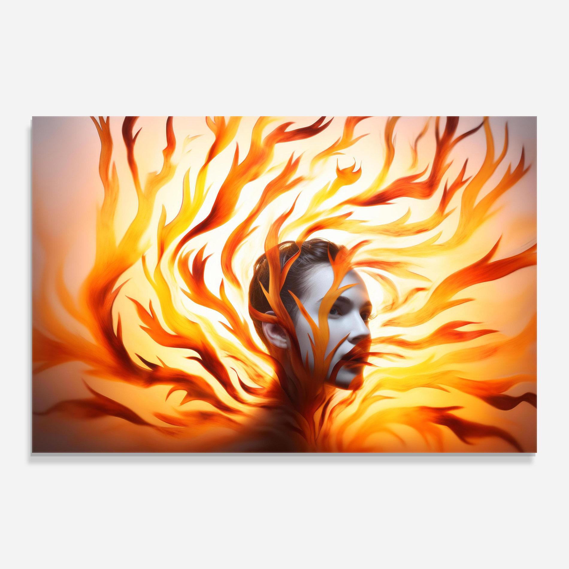 Üvegkép Fire Woman mockup 0