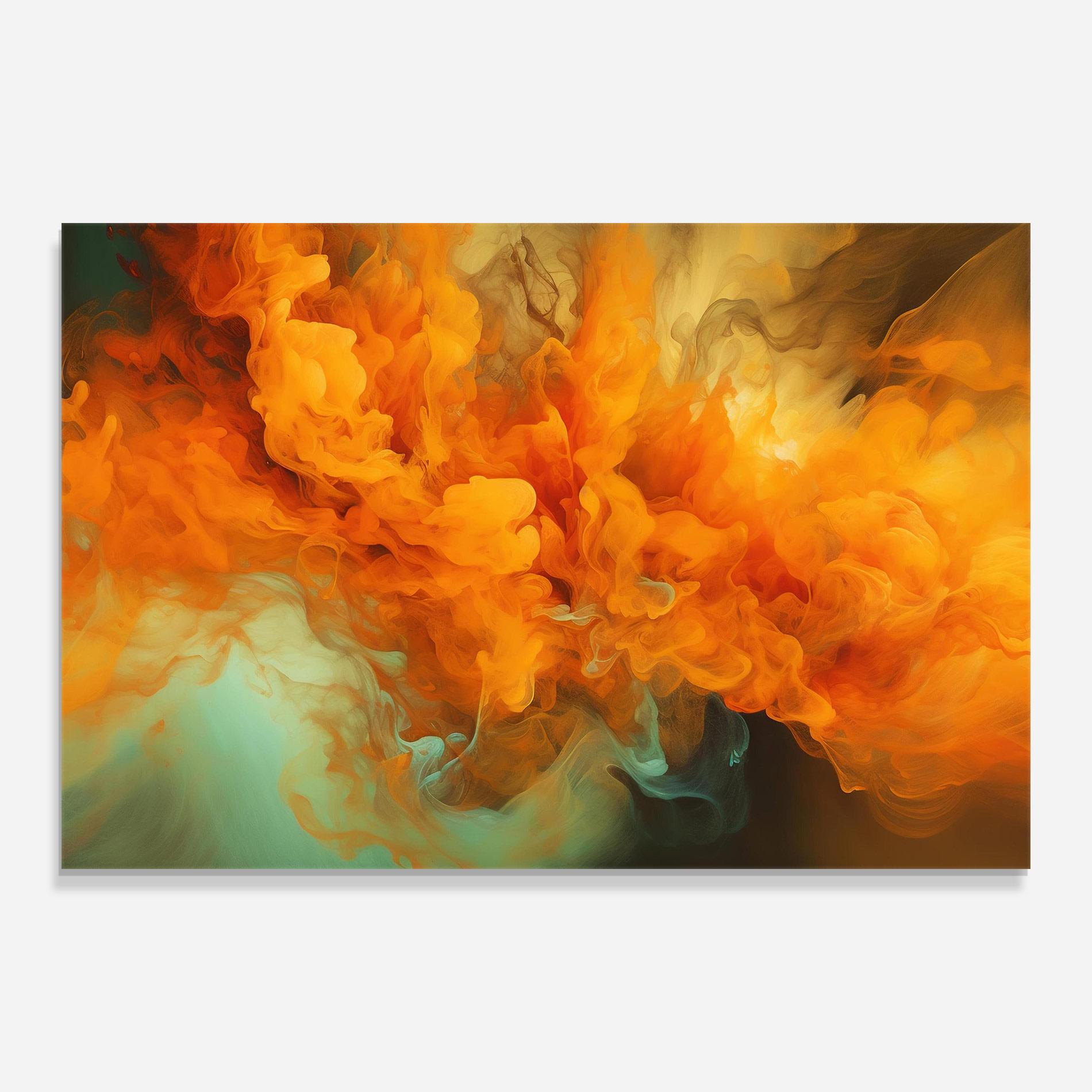 Üvegkép Orange Fire Smoke mockup 0