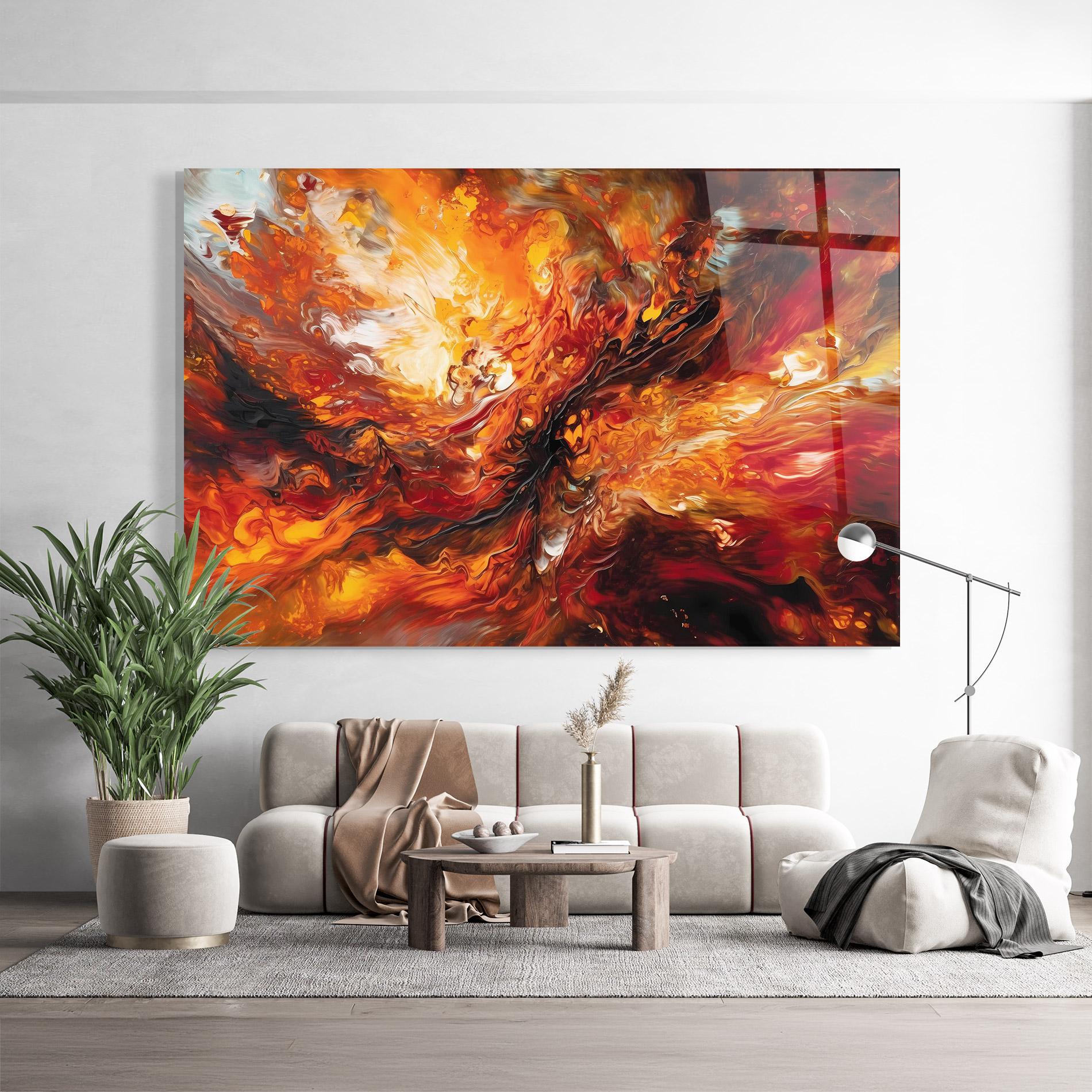 Üvegkép Fiery Red Orange Art mockup 9