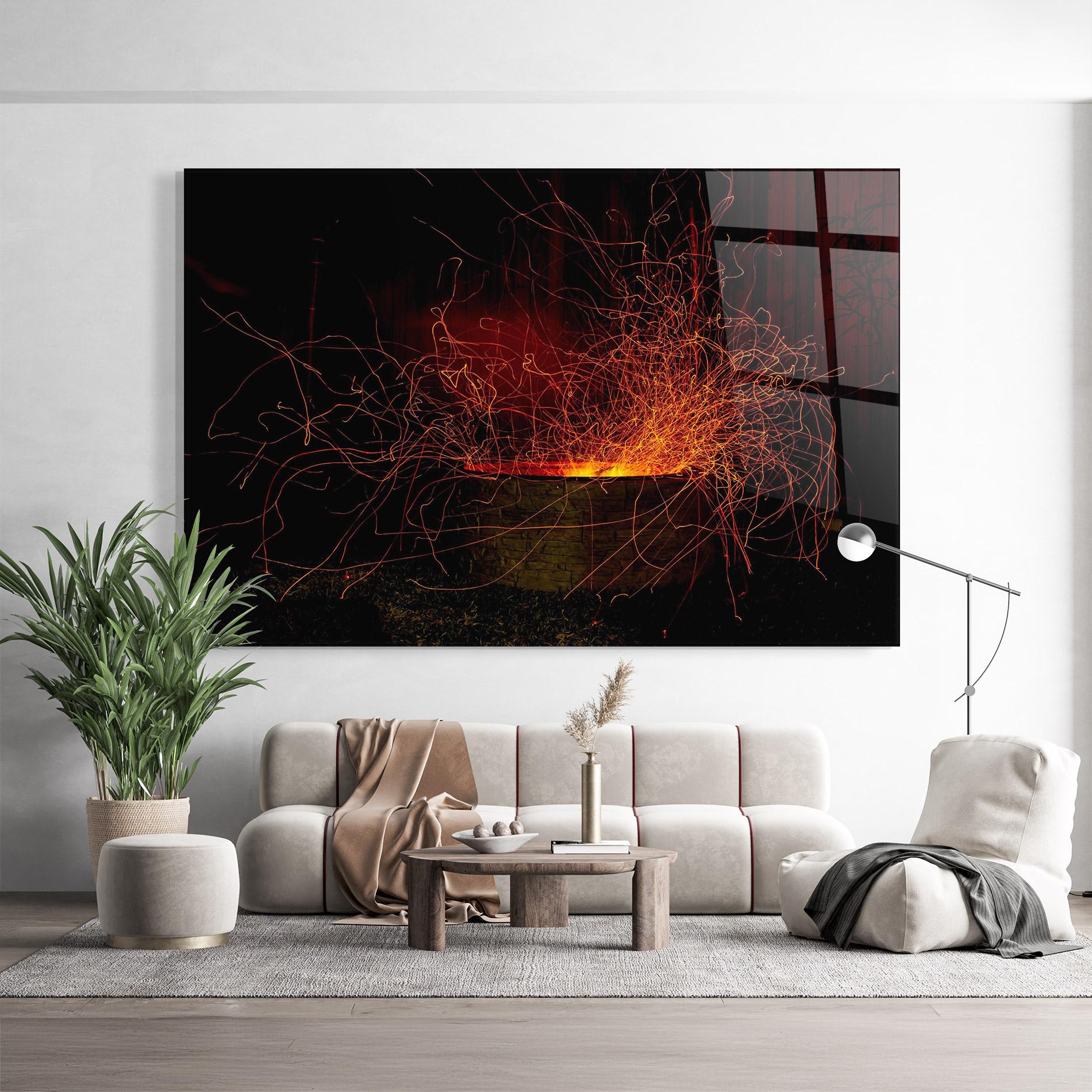 Üvegkép Fire Drawing Effect mockup 9