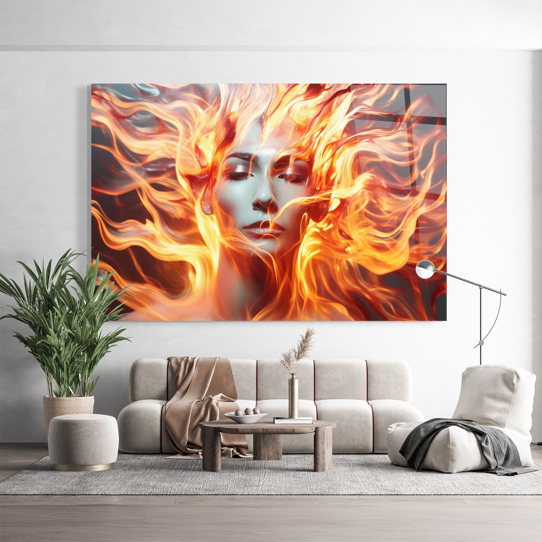 Üvegkép Fire Hair mockup 9