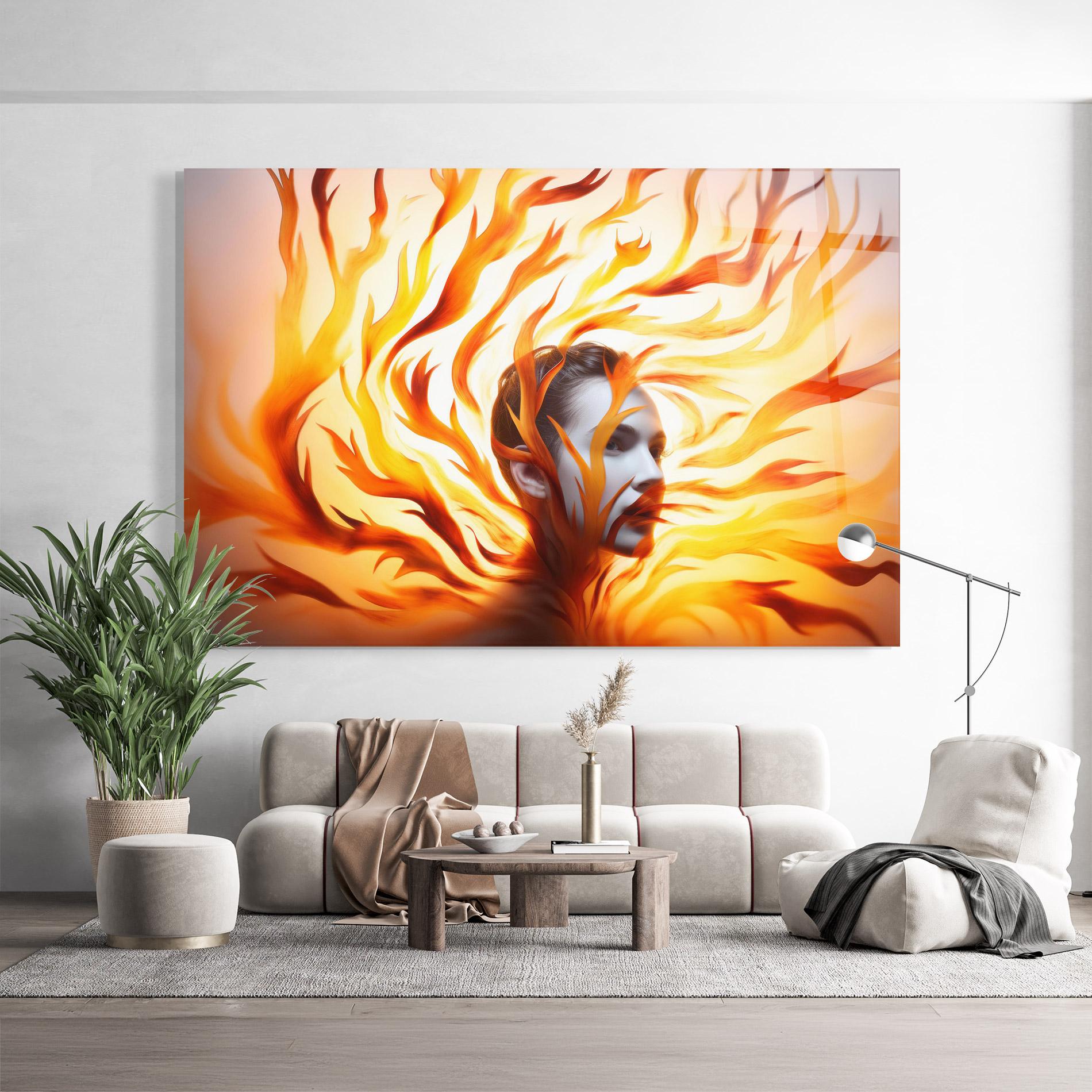 Üvegkép Fire Woman mockup 9