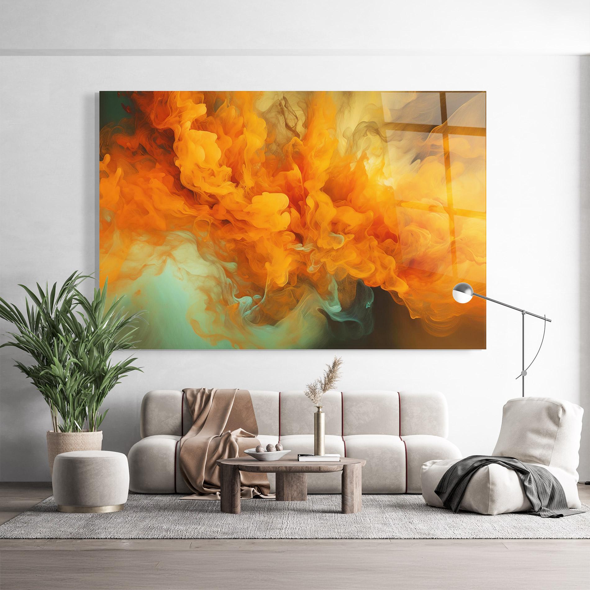 Üvegkép Orange Fire Smoke mockup 9