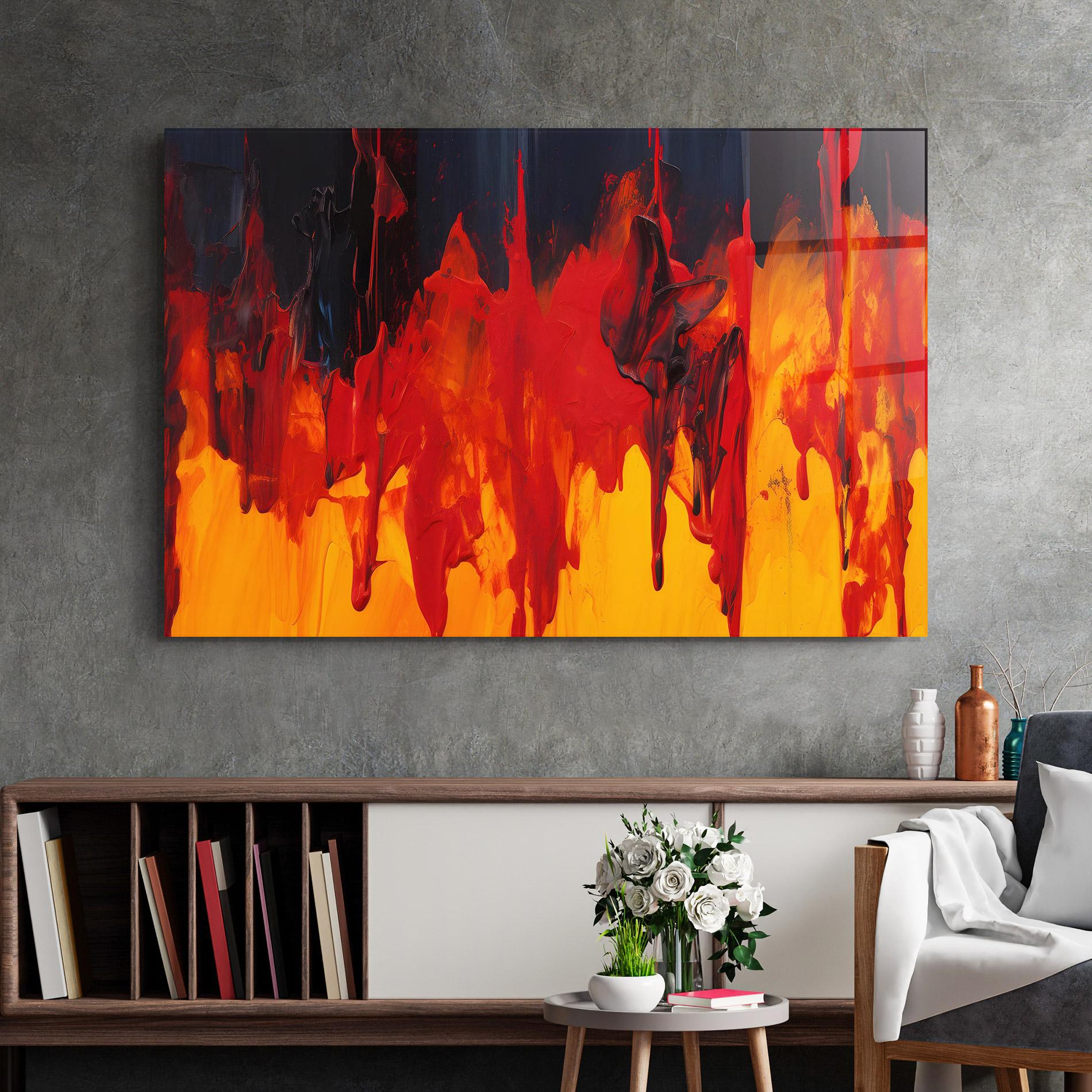 Üvegkép Colorful Fire Art mockup 2