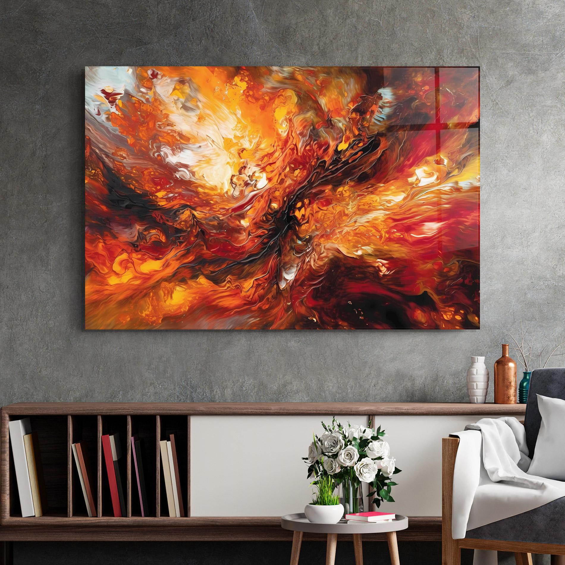 Üvegkép Fiery Red Orange Art mockup 2