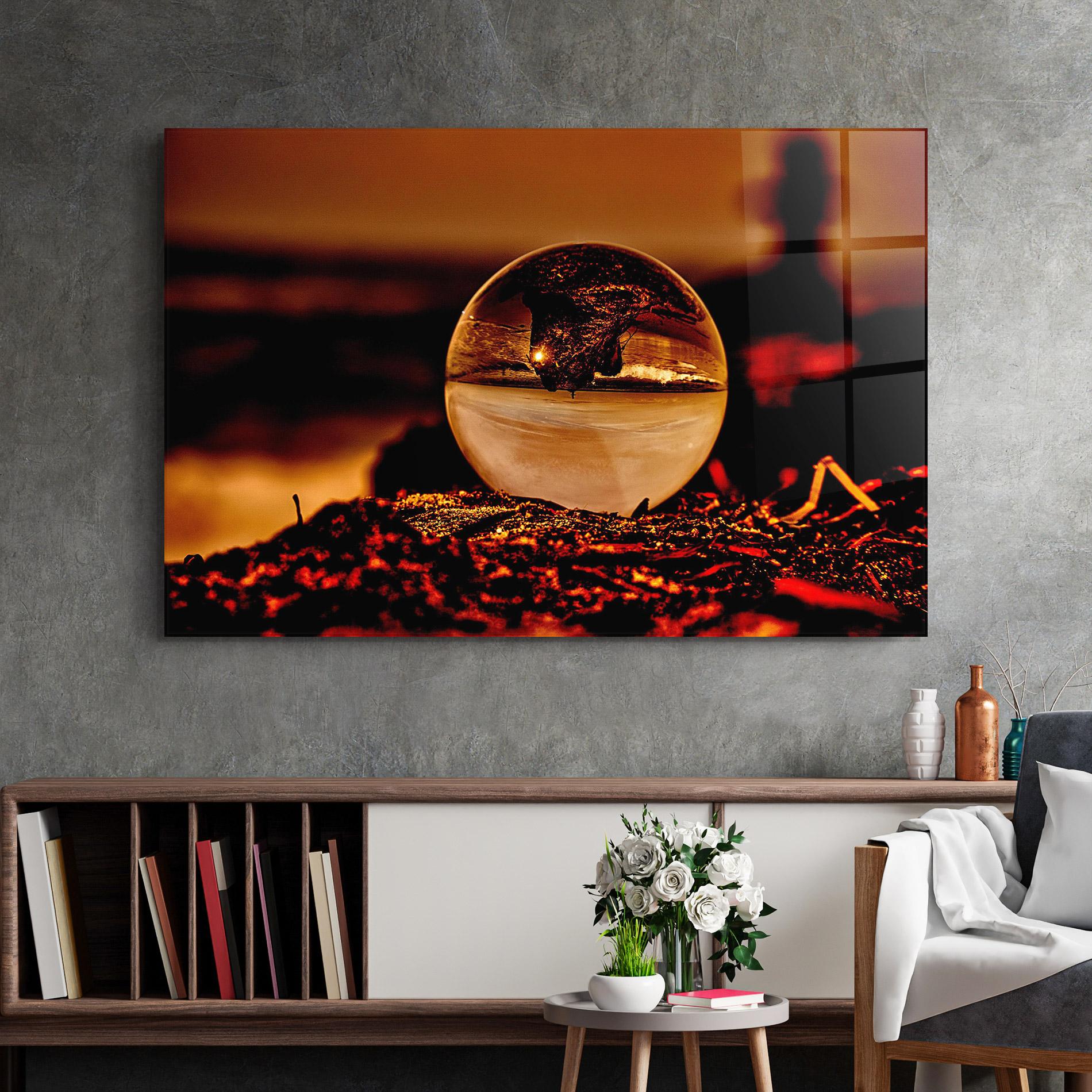 Üvegkép Fire Glass Ball mockup 2