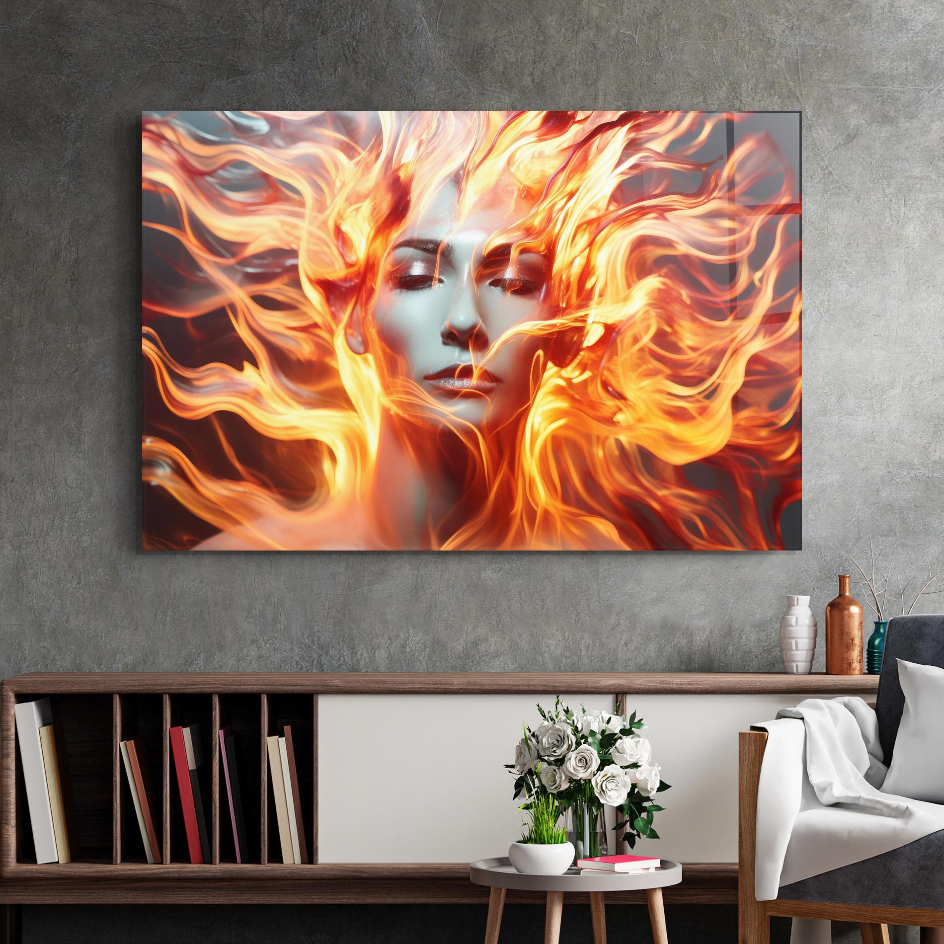 Üvegkép Fire Hair mockup 2