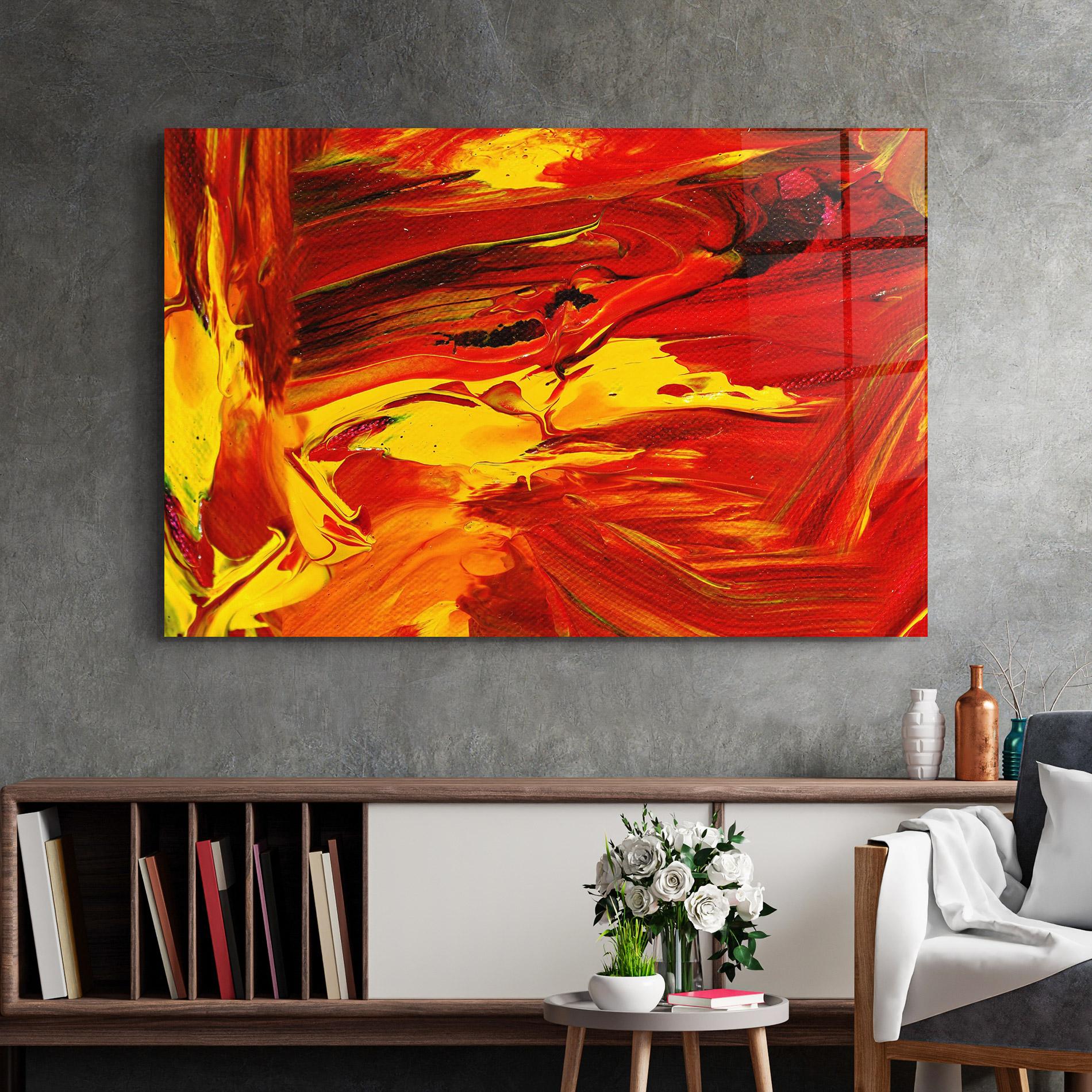 Üvegkép Fire Painting mockup 2
