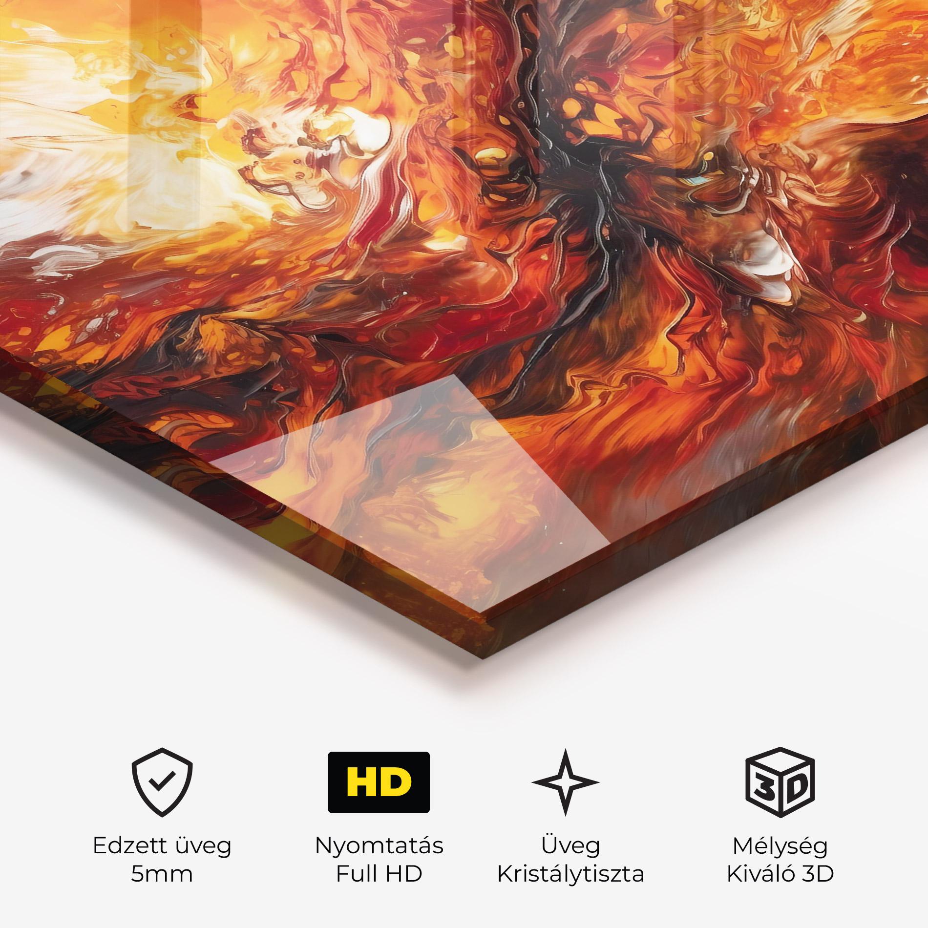 Üvegkép Fiery Red Orange Art mockup 3
